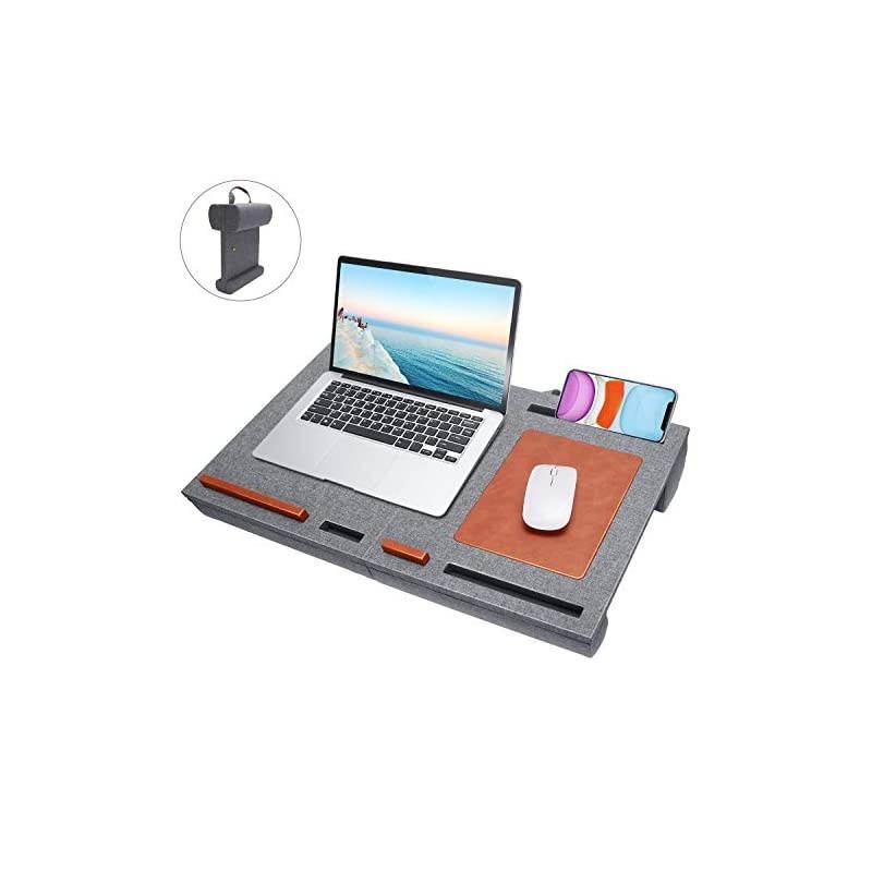 top Desk Mouse Pad Fits up to 15 inches Desk Vented with Pillow Cushion with Wrist Pad top Pads Stand Book Tablet for Notebook MacBook Book Tablet with Pen amp Phone Holder Bar