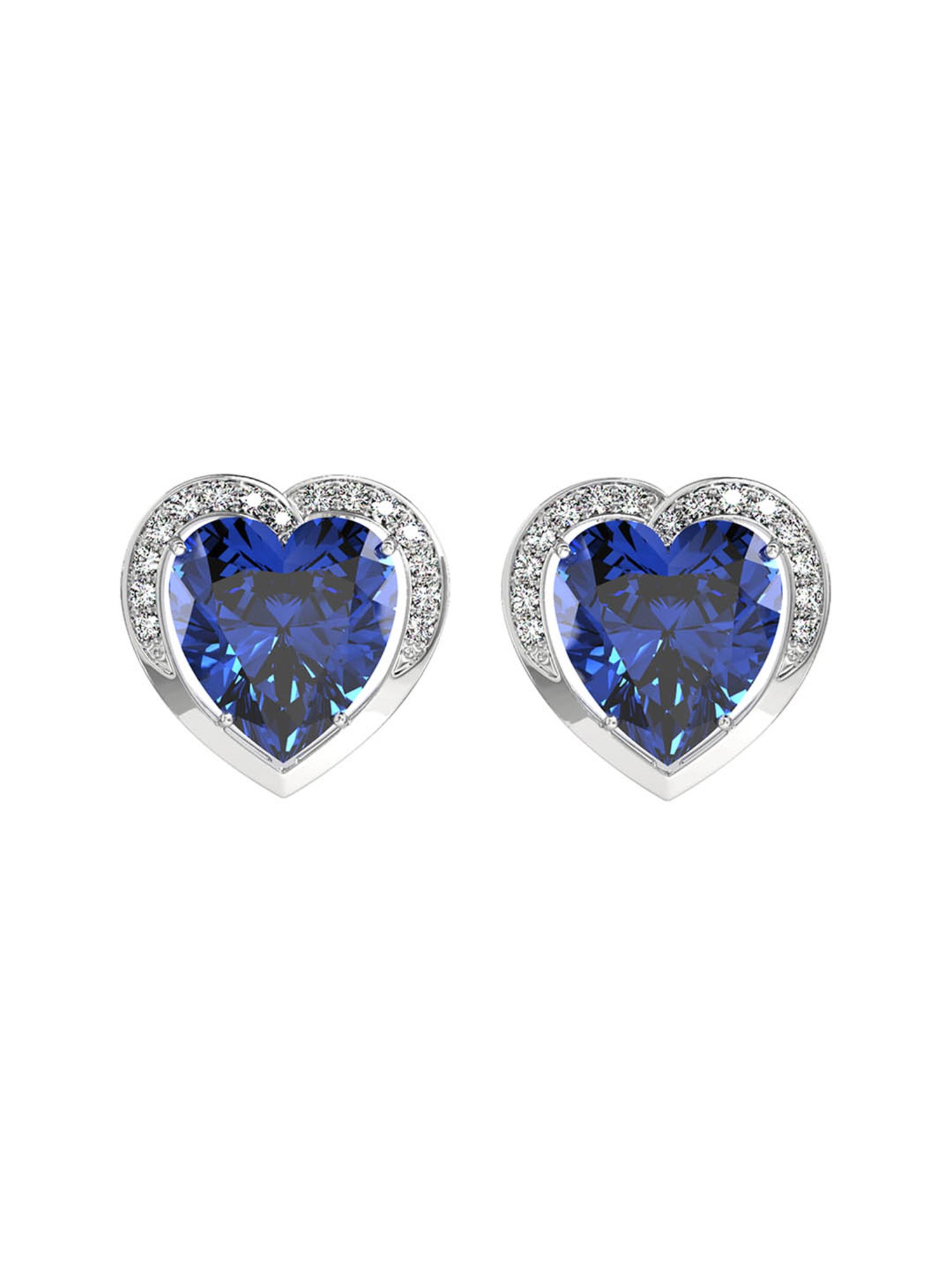 Clara 92.5 Sterling Silver Swiss Zirconia Royal Blue Heart Stud Earrings