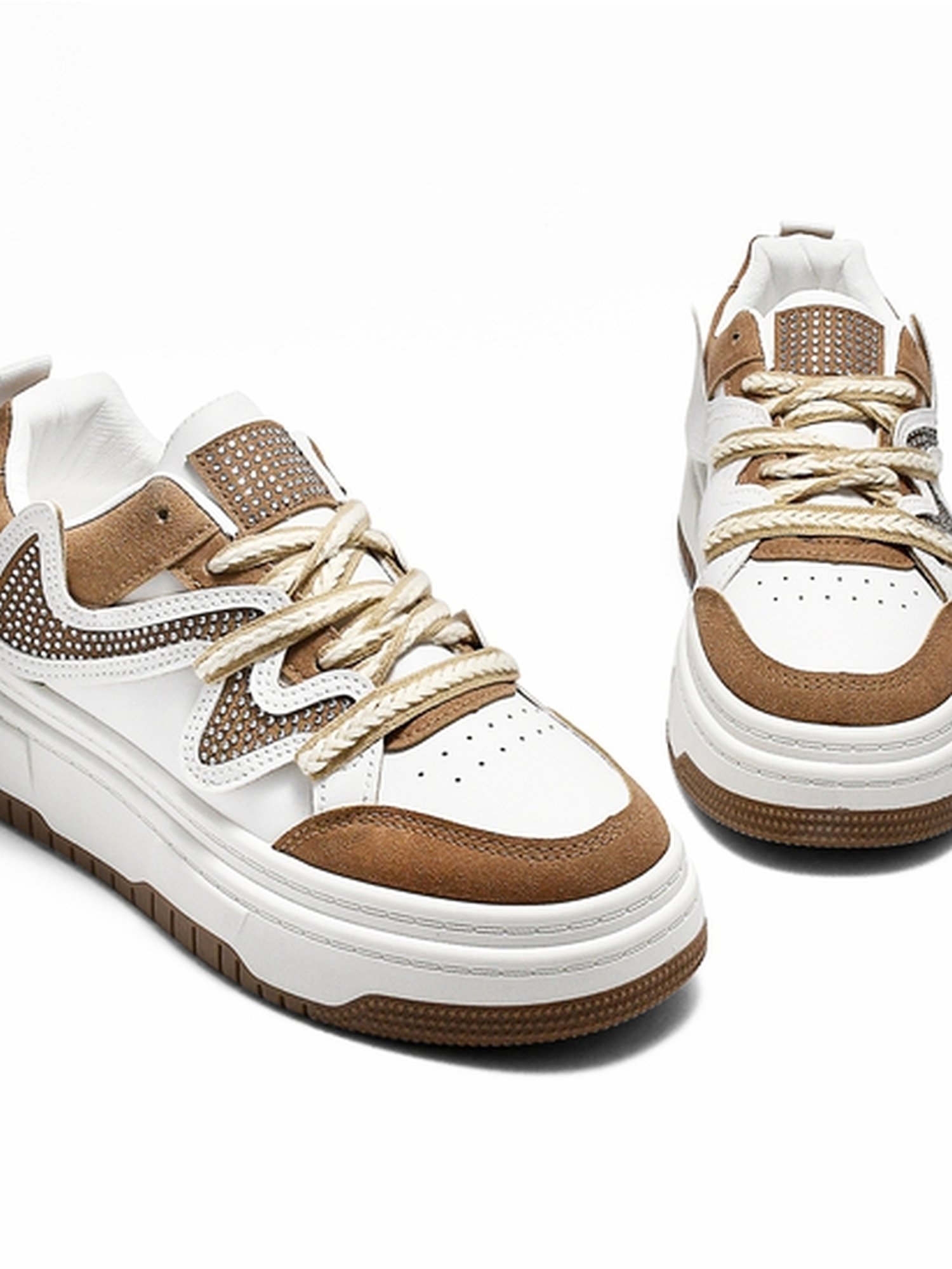 The White Pole Women's Khaki Casual Sneakers