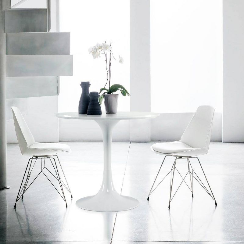 Grant Contemporary Round Wood Top Dining Table White - Poly and Bark