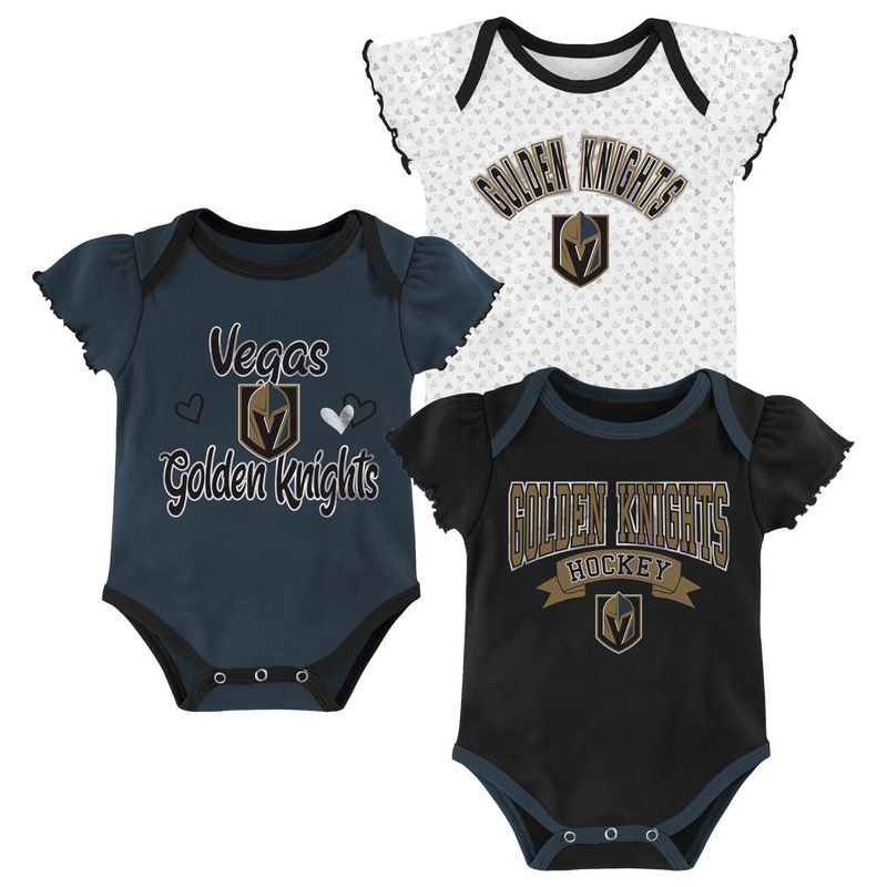 NHL Vegas Golden Knights Girls' Winning Goal Bodysuit Set 3pk - 12M