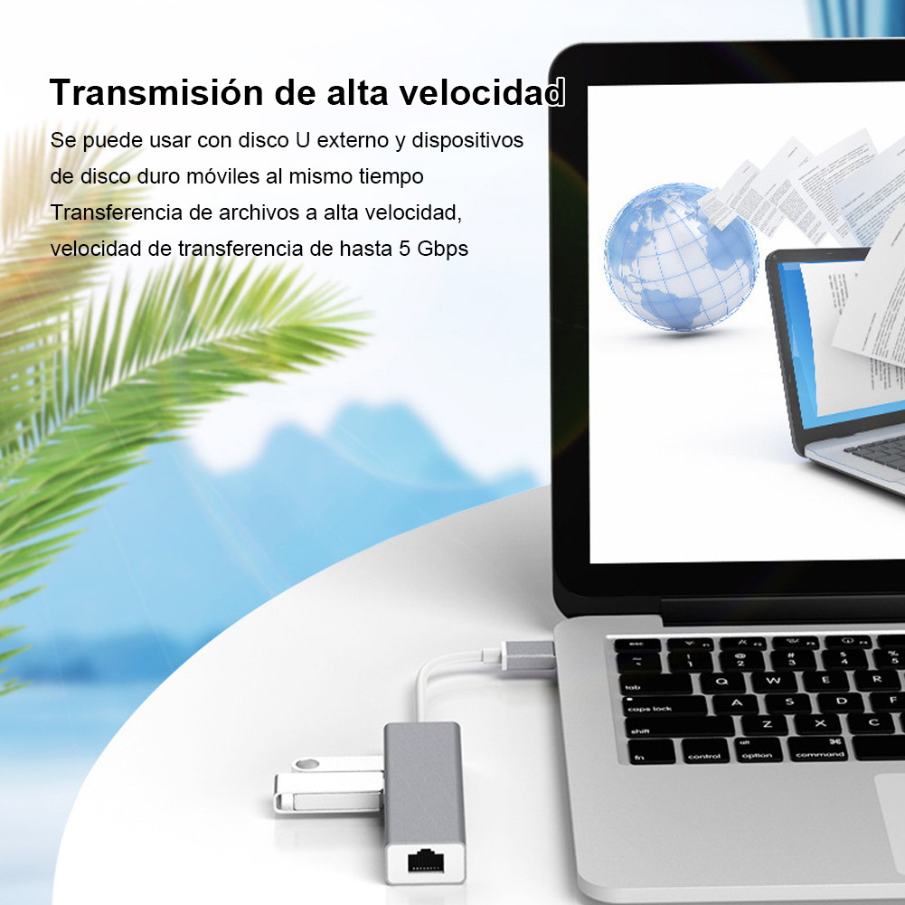 USB C to 3 USB 2.0 Ports Hub with RJ45 Ethernet LAN Adapter Compatible 2020-2016 MacBook Pro 13/15/16, New Mac Air, MacBook 12, Surface Pro 7/Book 2/Go, Chromebook, More