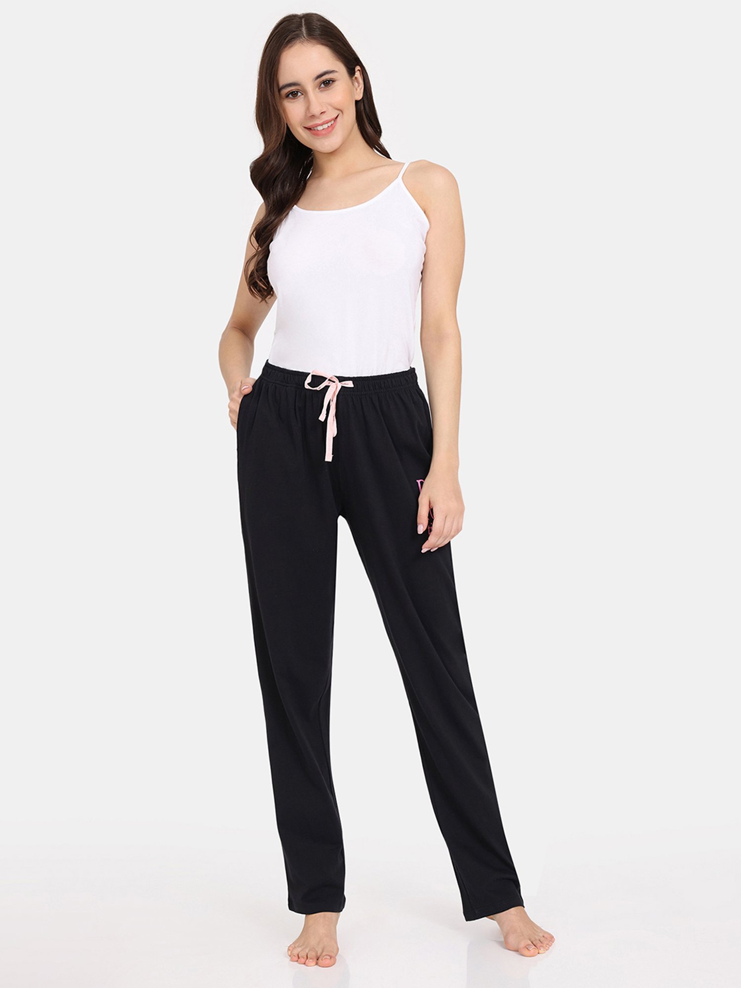 Rosaline by Zivame Pink & Black Printed Pyjamas - Pack of 2