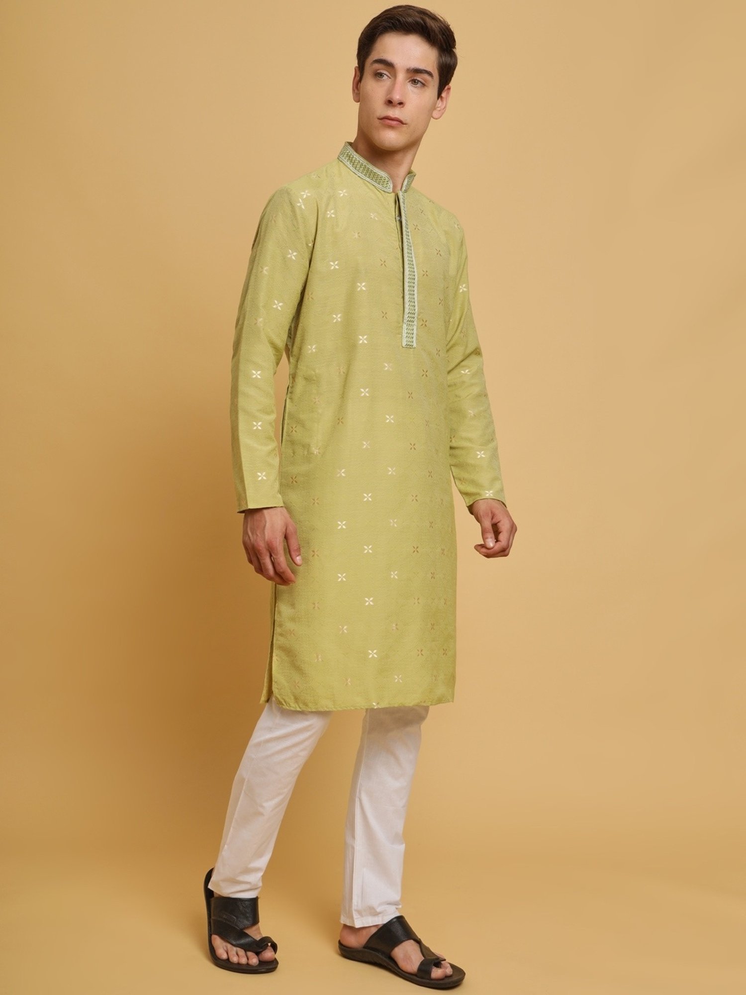 SWAGG INDIA Green Cotton Regular Fit Kurta