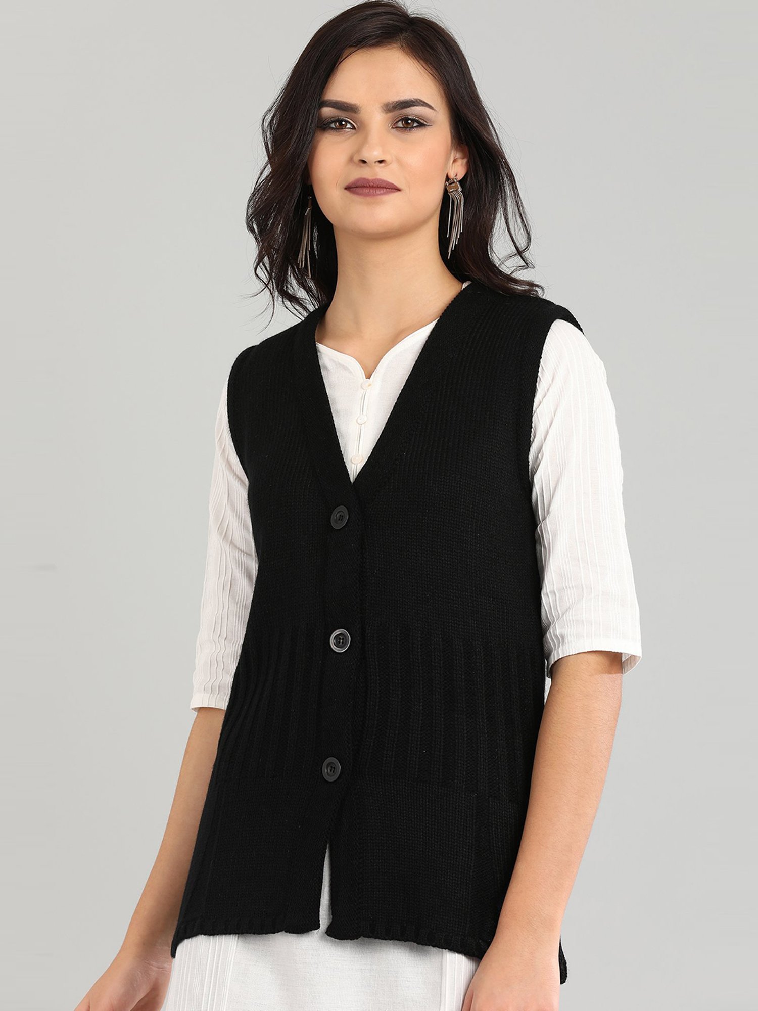 Aurelia Black Regular Fit Cardigan