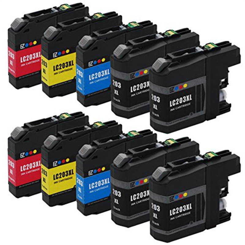 E-Z Ink &trade; Compatible Ink Cartridge Replacement For Brother LC203 LC-203 LC-203XL LC-203 XL LC203XL LC 203 XL High Yield (10) Pack (4 Black, 2 Cyan, 2 Magenta, 2 Yellow) LC203BK LC203C LC203M LC203Y
