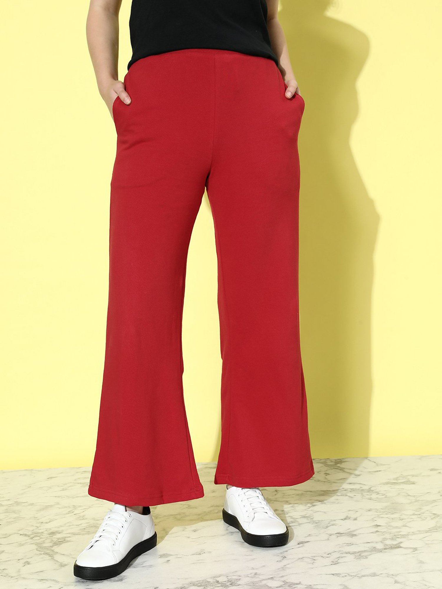 Dillinger Red Fleece Regular Fit High Rise Trackpants
