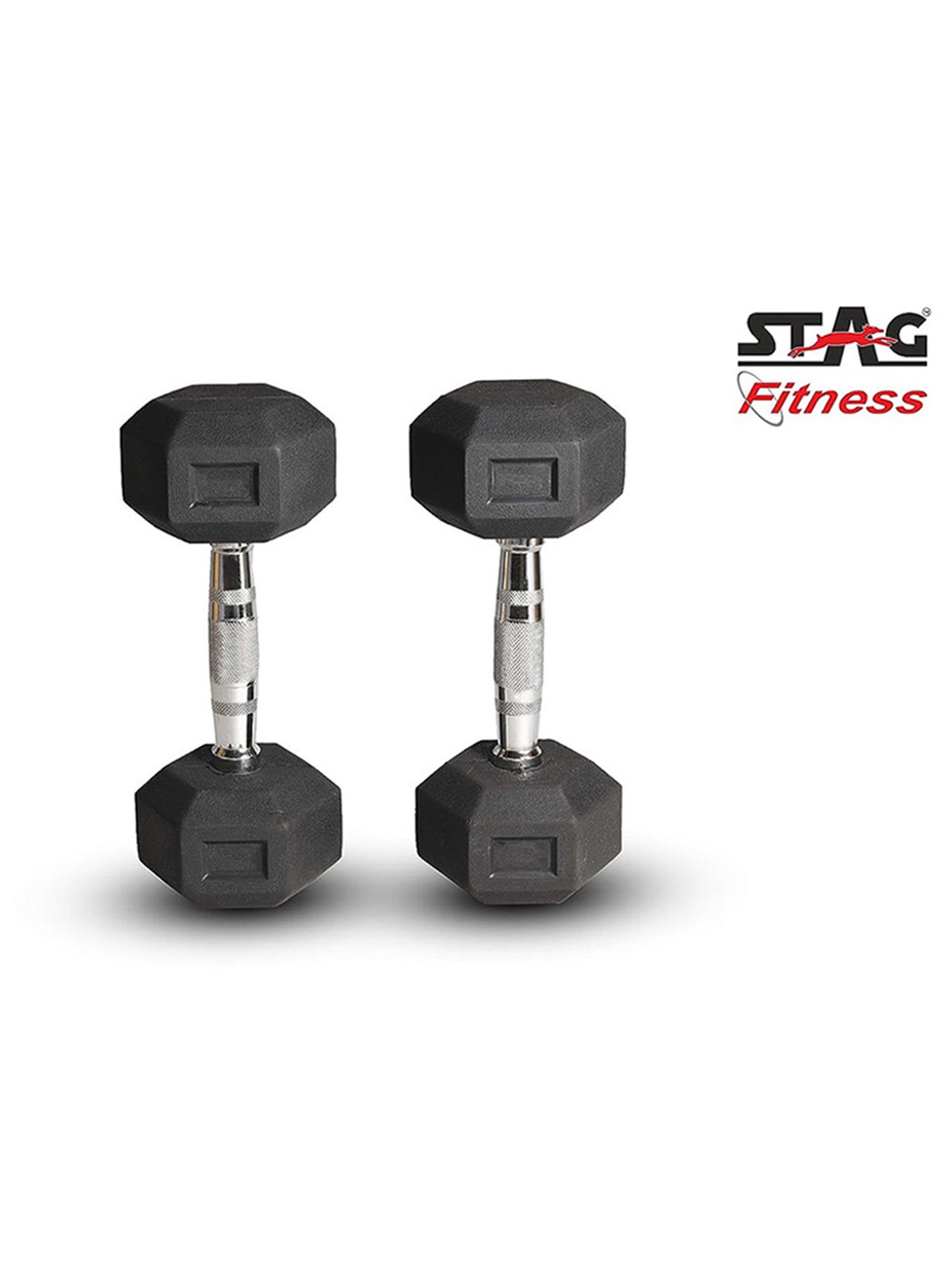 Stag Global Set of 2 Hexagonal Fixed Dumbbells (Black) Size - 10X30