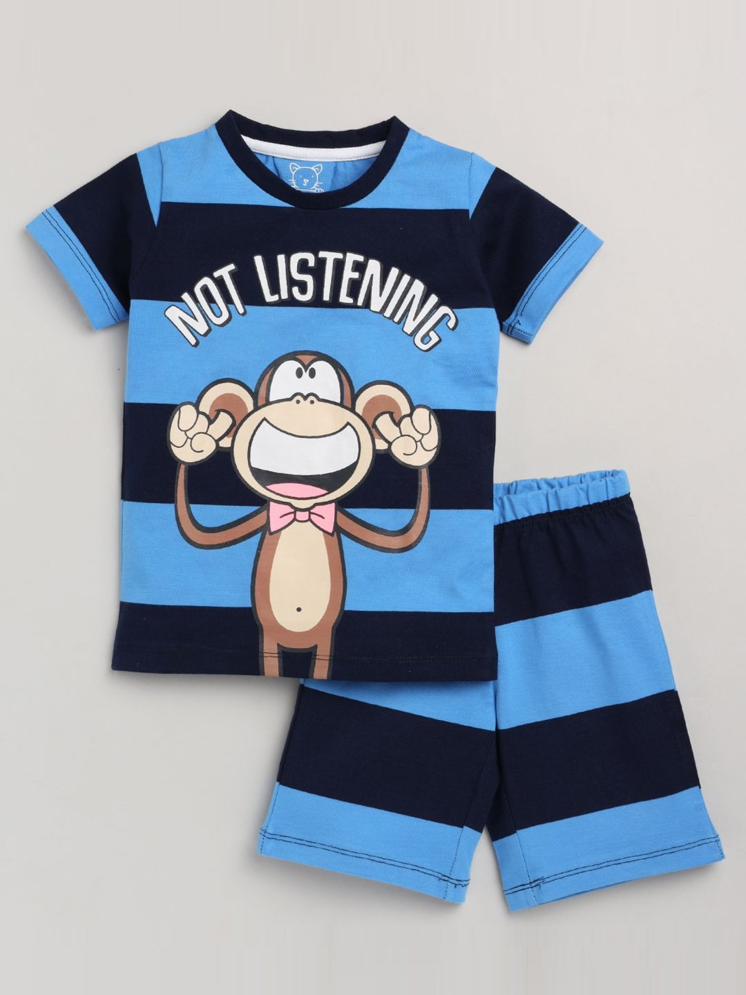 Lazy Shark Kids Navy Printed T-Shirt & Shorts