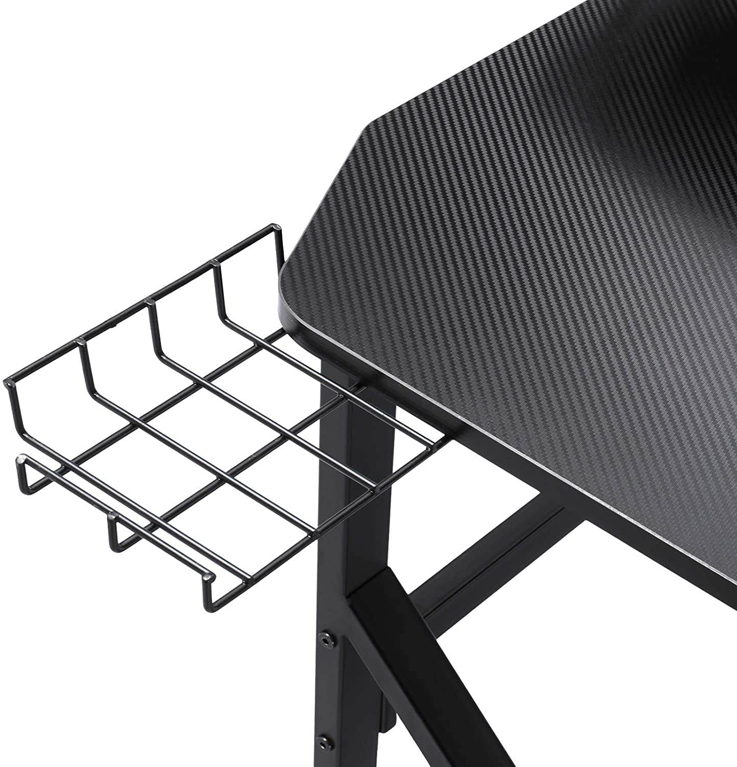 Gaming Desk 39 Inch Computer Desk Gaming Table K Shaped Pc Gaming Workstation Home Office Desk with Headphone/CD Holder, Gaming Controller Rrack,Black