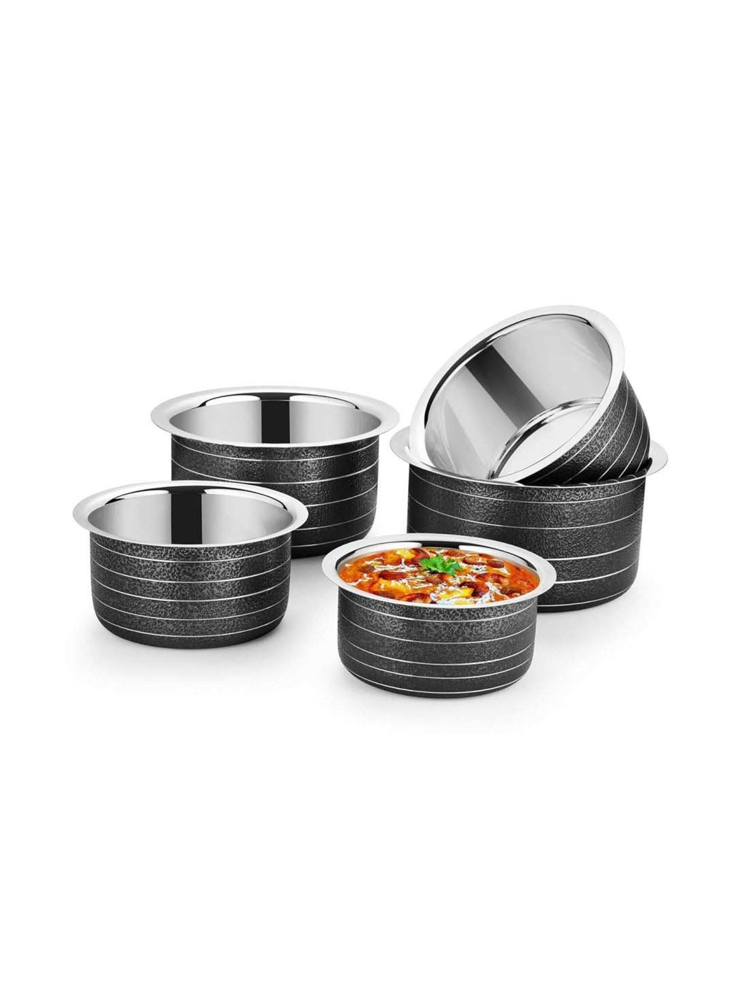 Urban Chef Black Stainless Steel Patila - Set of 5