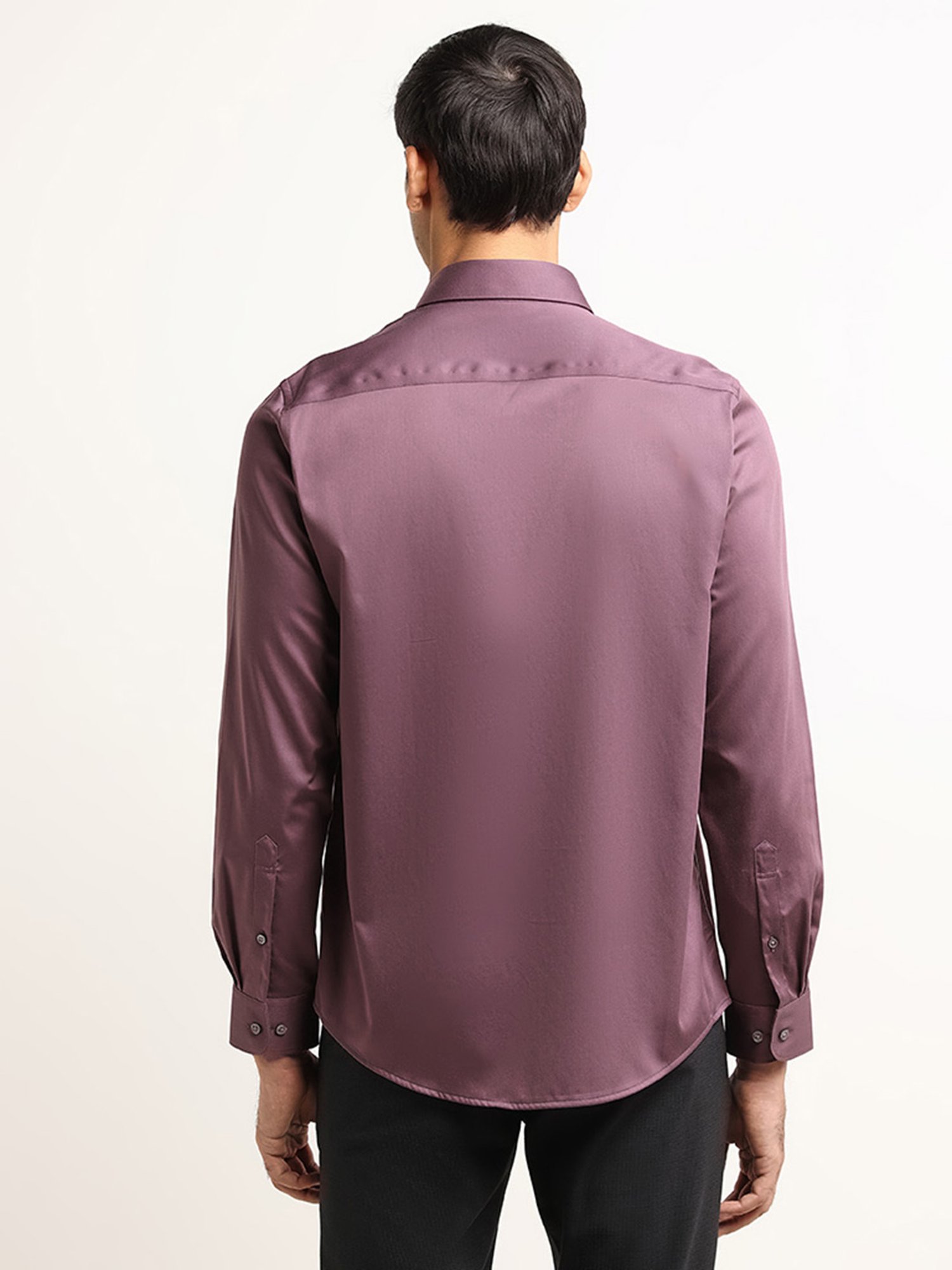 WES Formals by Westside Mauve Solid Slim Fit Shirt