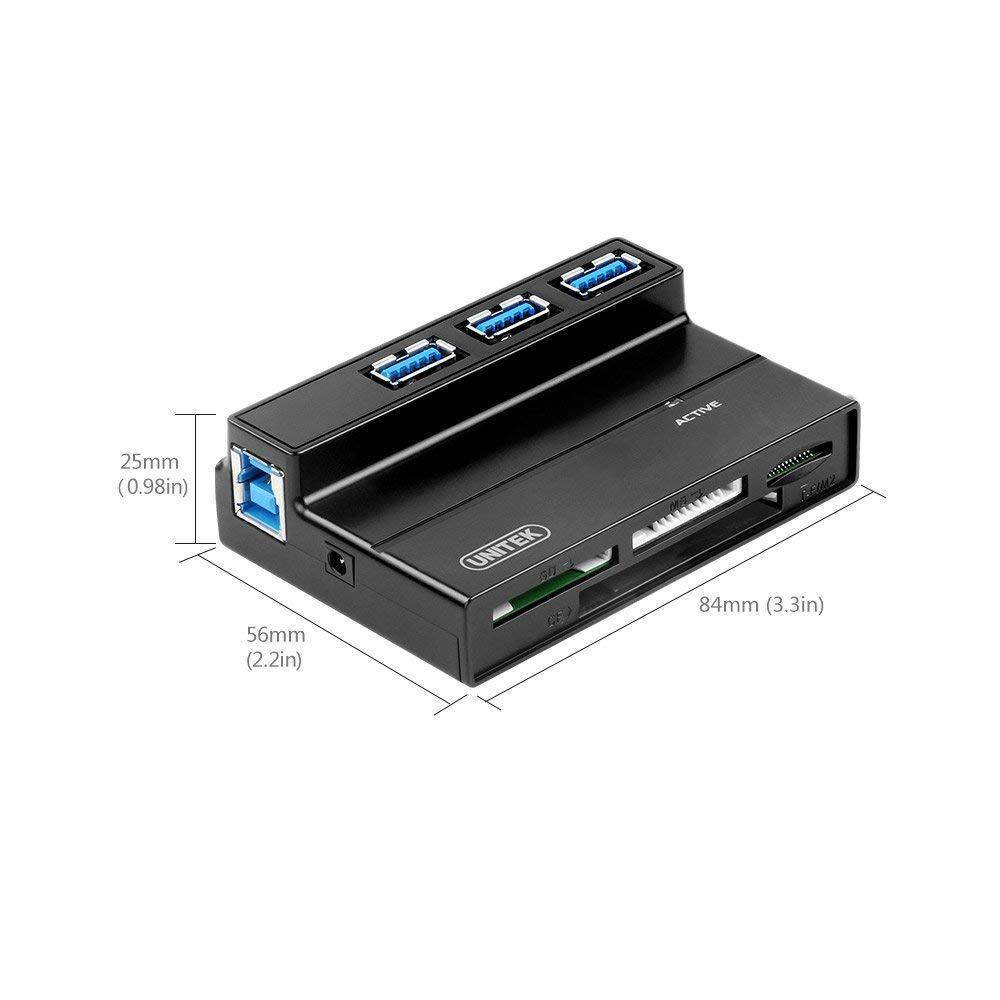 UNITEK 3 Port USB 3.0 Hub Multi Memory Card Reader Adapter For SD MS CF TF M2