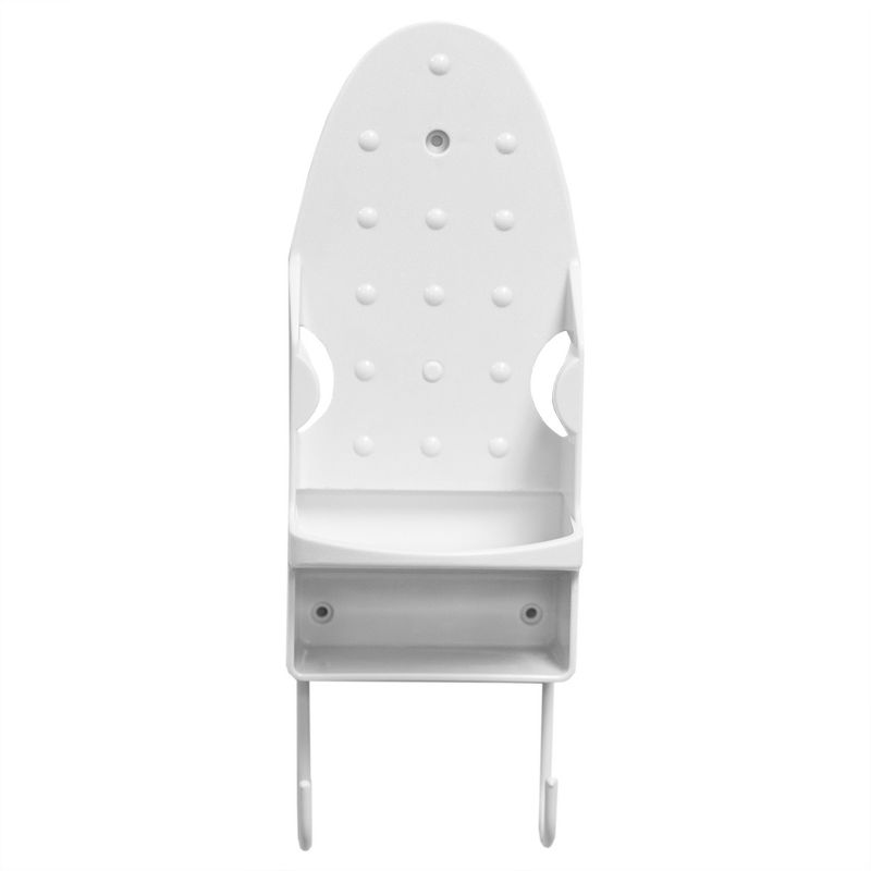 Home Basics Wall Mount Ironing Board with Built-In Accessory Hooks, White