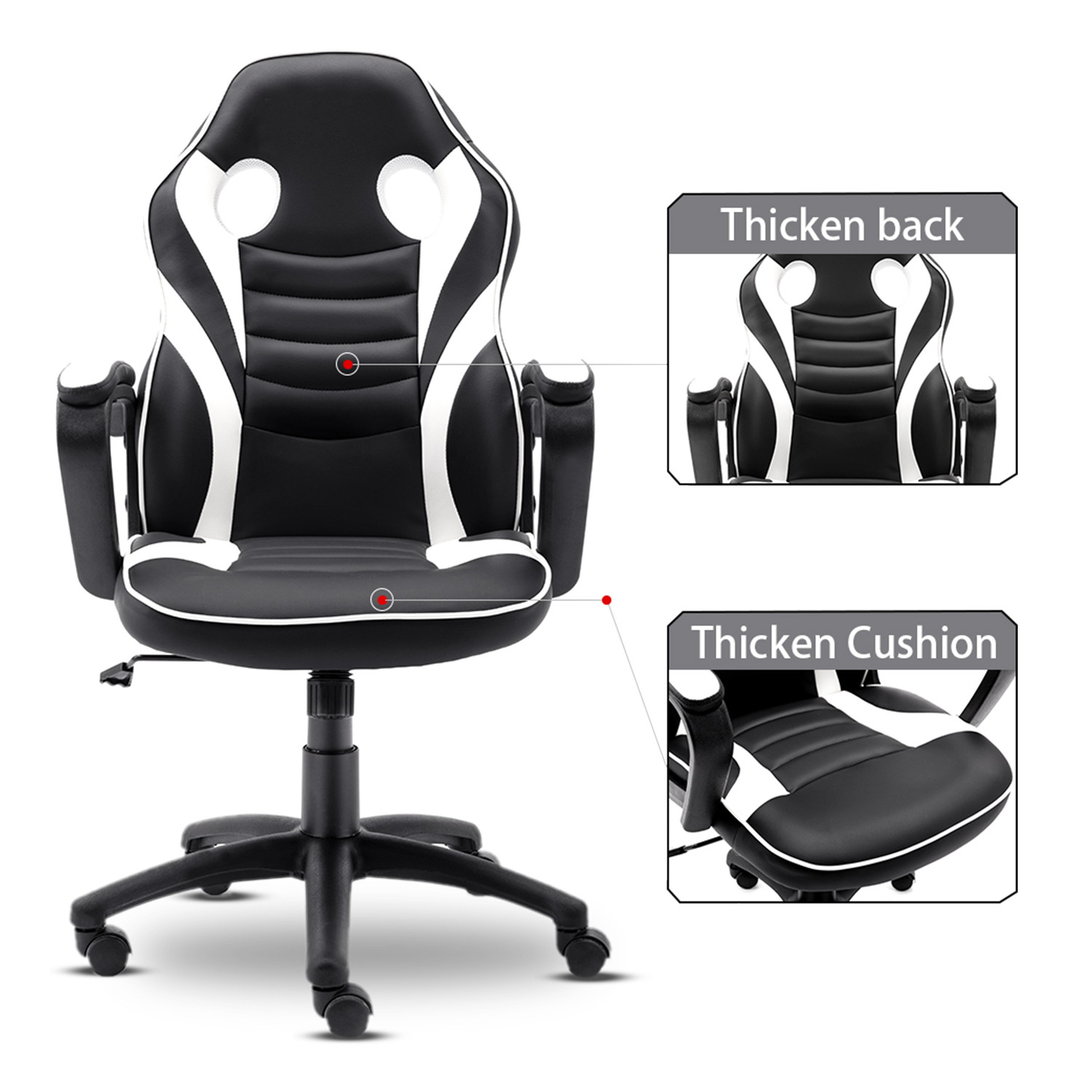 Gaming Chair Ergonomic Leather Recliner Racing Computer Chair High Back Adjustable Swivel Executive office Desk Chair E-Sport Video Game Chair with Lumbar Support