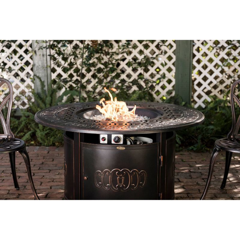 Dynasty Round Cast Aluminum LPG Fire Pit - Antique Bronze - Fire Sense