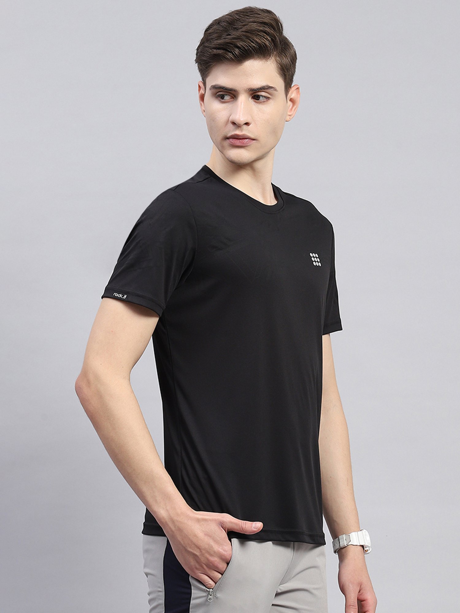 Rock.it Black Regular Fit Printed Sports T-Shirt
