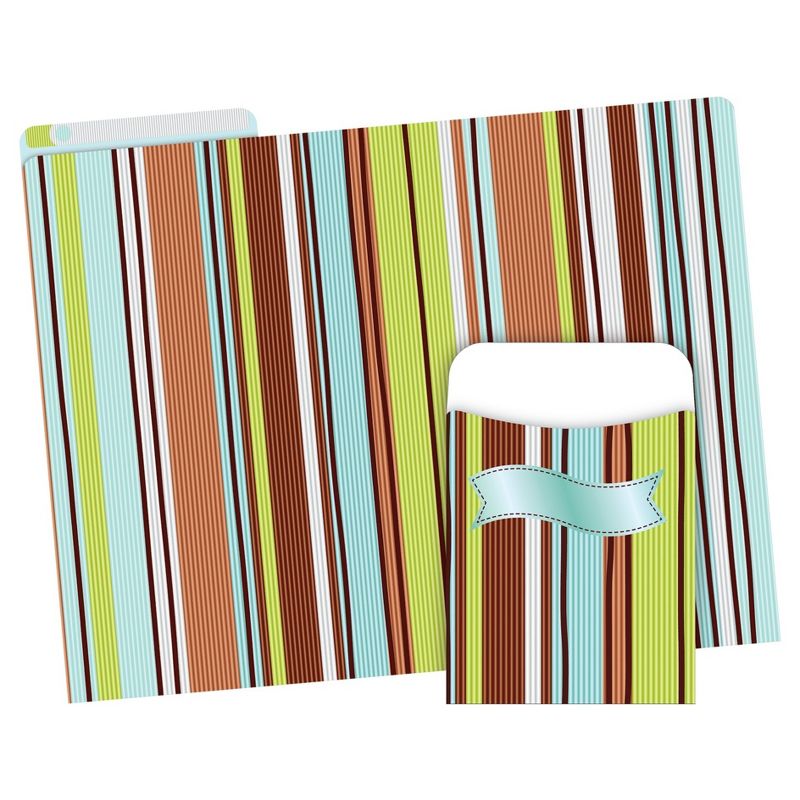 Barker Creek 12 Letter-Size File Folders & 30 Adhesive Pockets Set - Ribbon by the Yard