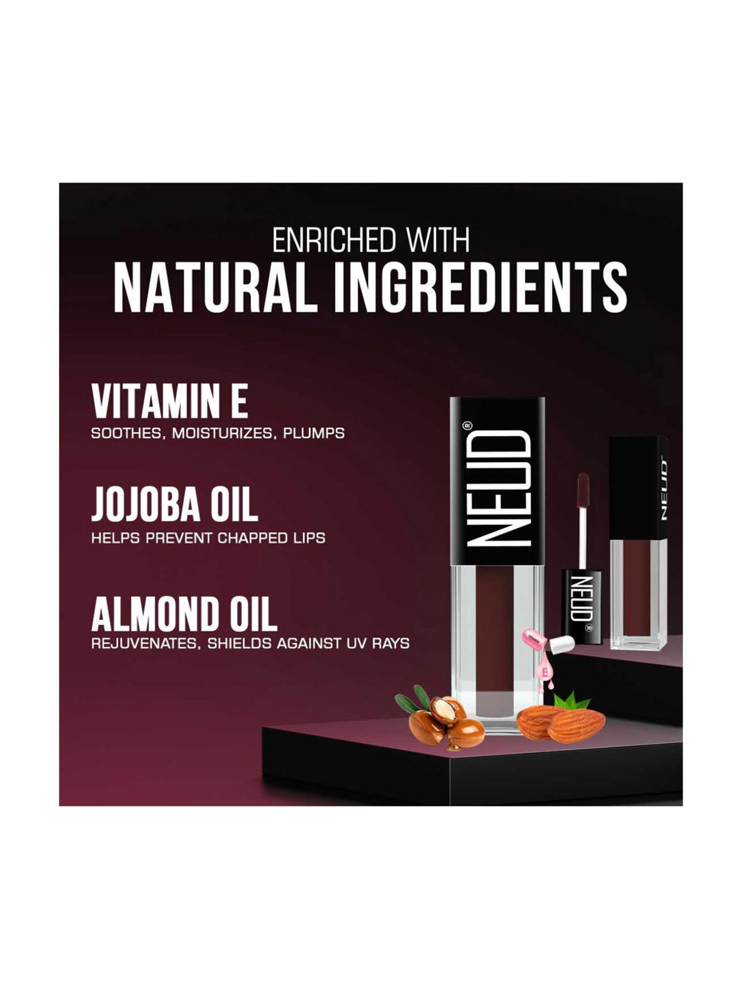 Neud Matte Liquid Lipstick Combo Hottie Crush & Espresso Twist with Two Lip Gloss Free