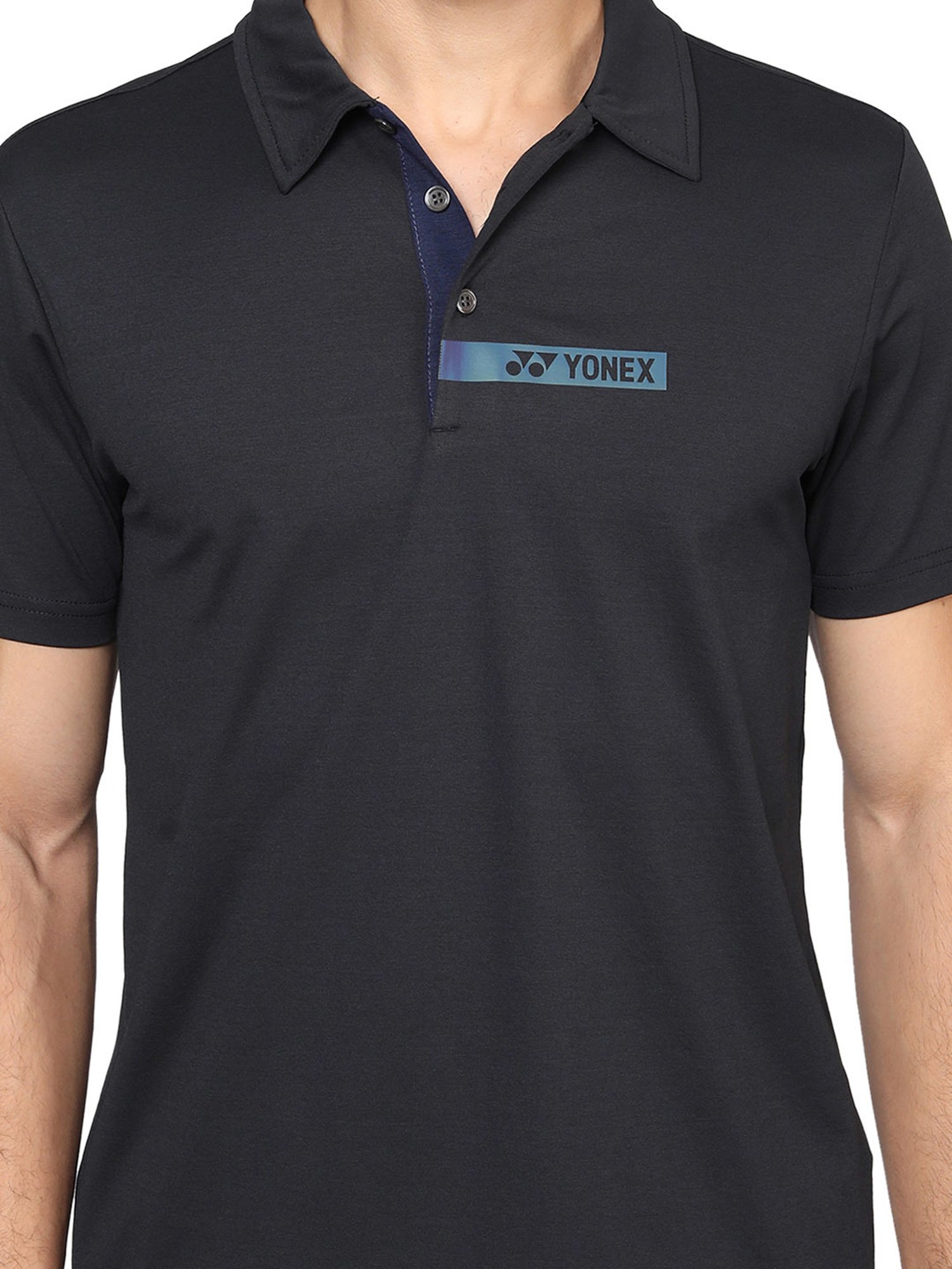 Yonex Jet Black Regular Fit Badminton Polo T-Shirt