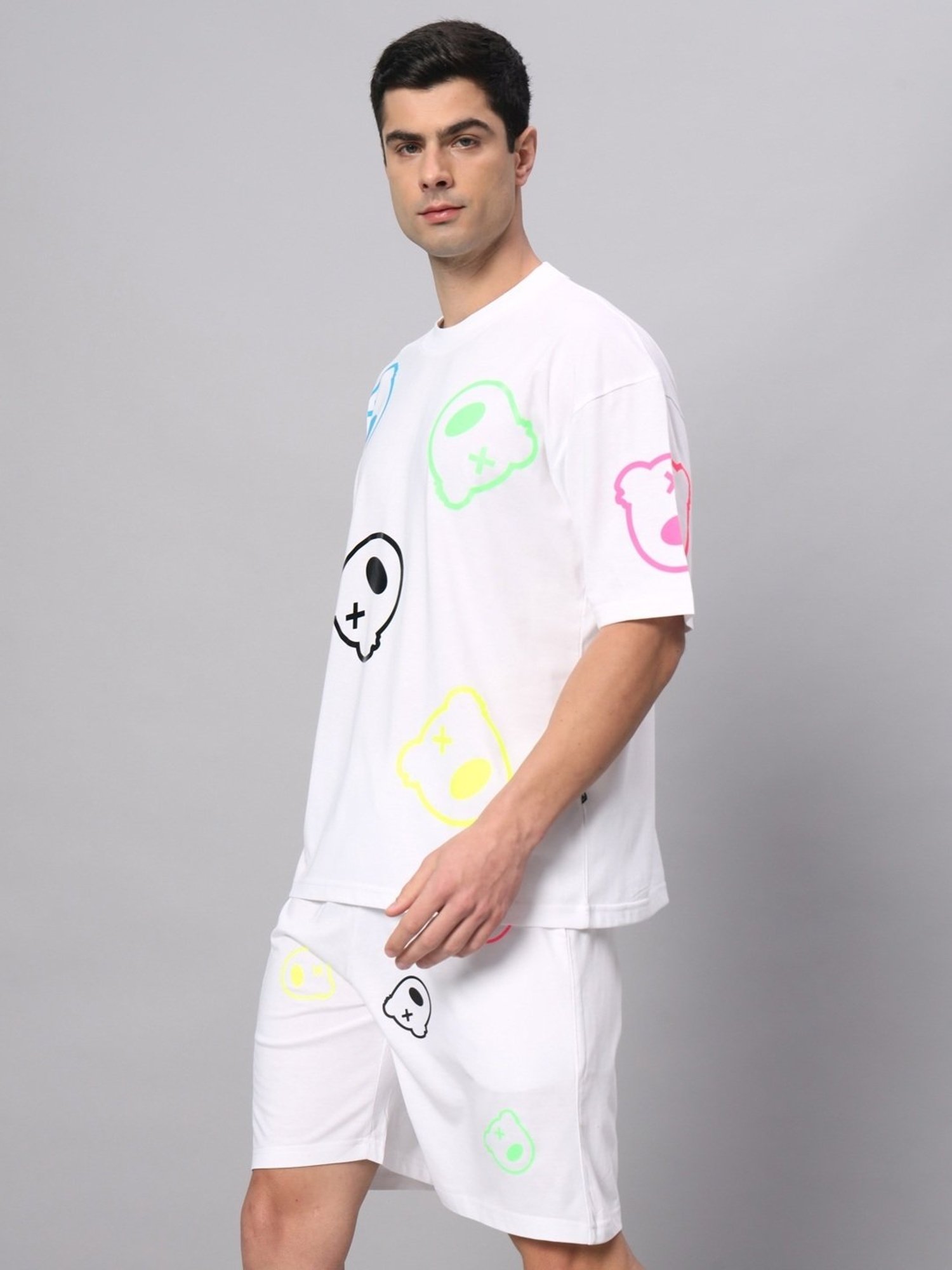 Griffel White Cotton Loose Fit Printed Co-Ord Set