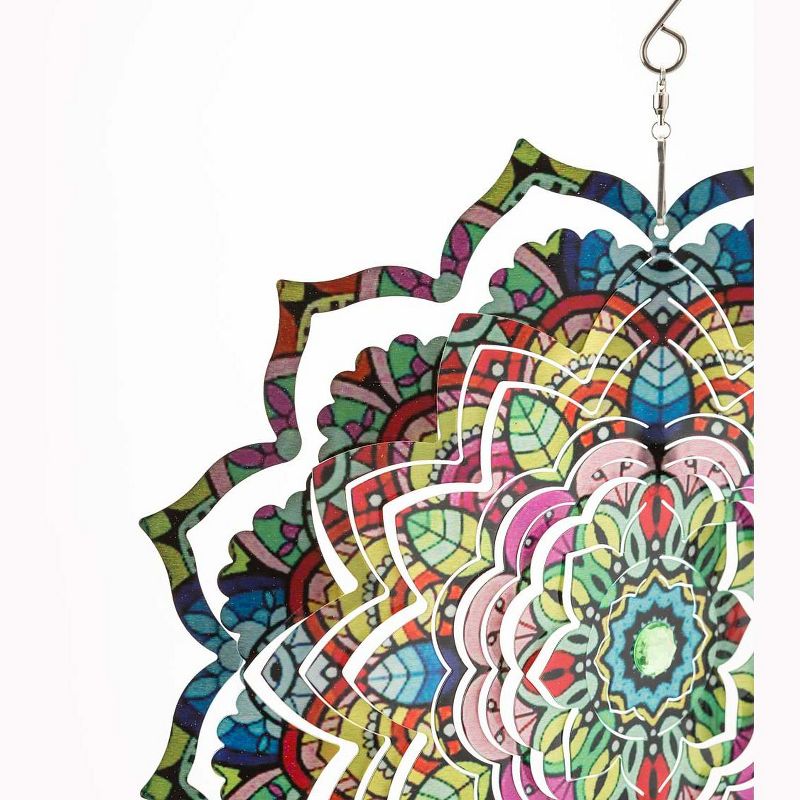 Wind & Weather Flower Mandala Optical Illusion Hanging Metal Spinner