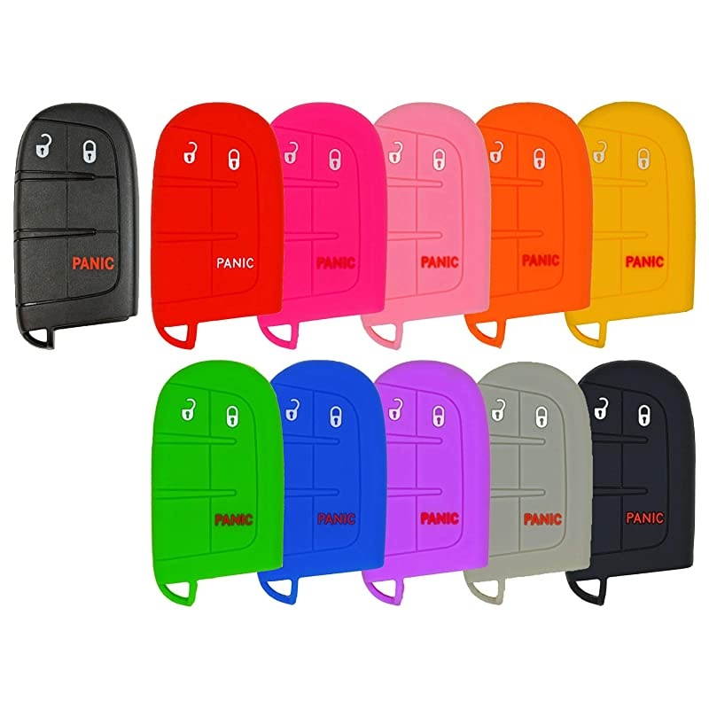 Protective Silicone Rubber Keyless Entry Remote Fob Case Skin Cover for select Smart 3 Button Chrysler Dodge Jeep Ram Remotes FCC M3N-40821302 / M3M-40821302