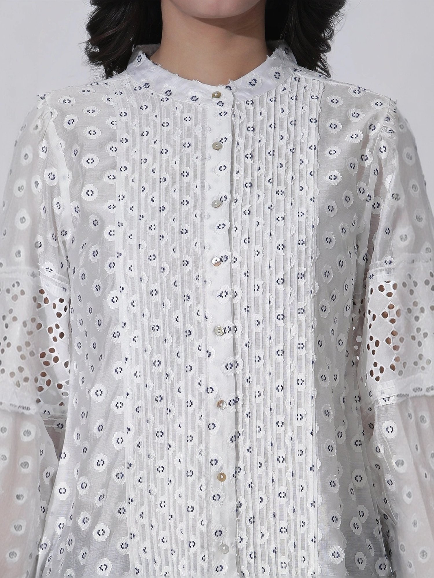 W White Embroidered Top