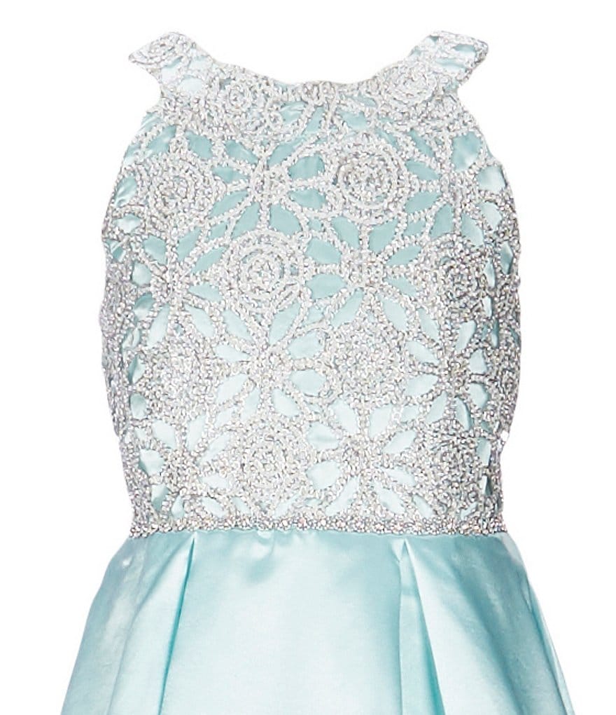 Honey and Rosie Big Girls 7-16 Sleeveless Ruffled Neck Scuba Skater Dress