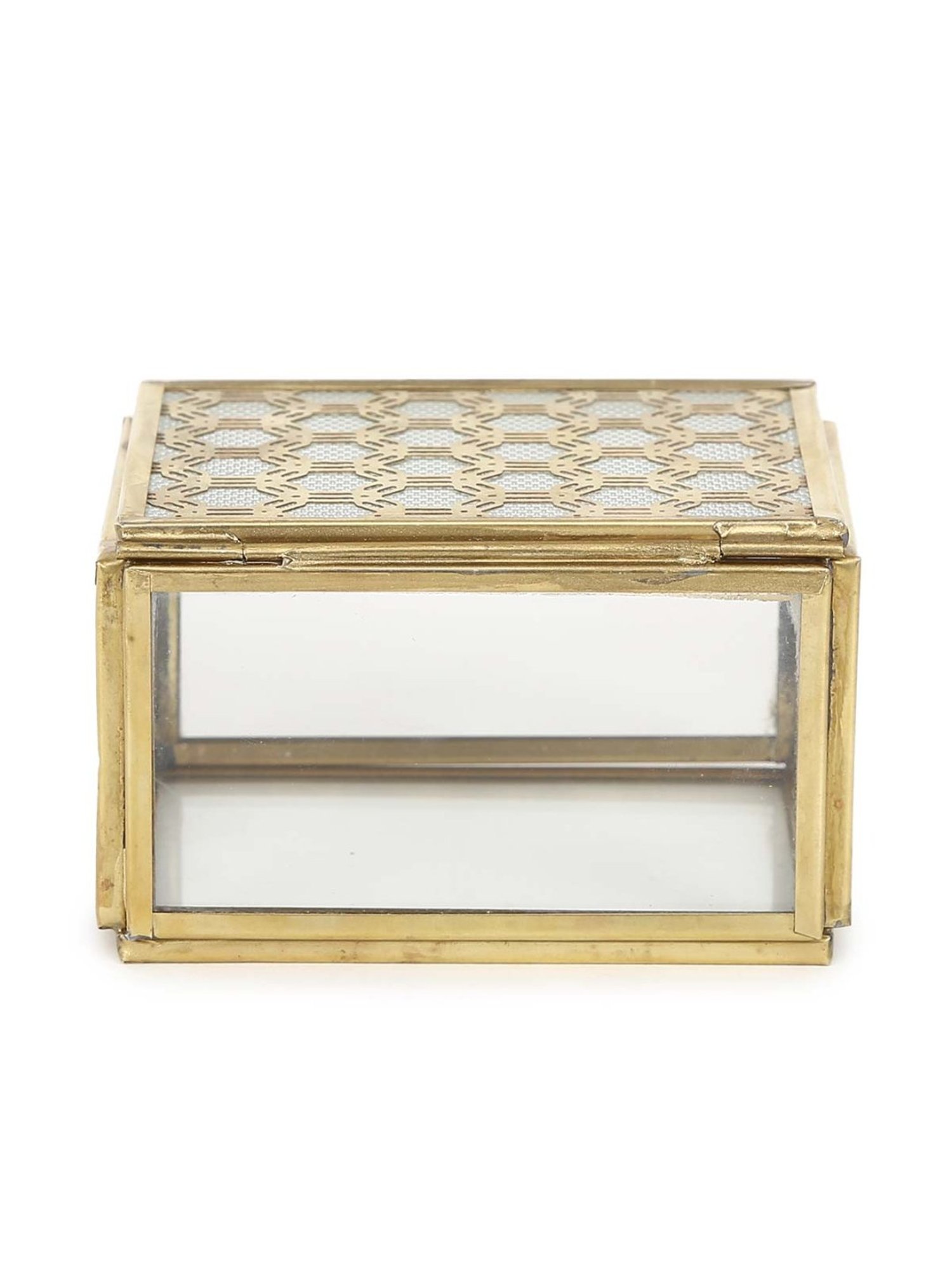 Home4U Gold Glass Large Kaori Antique Box