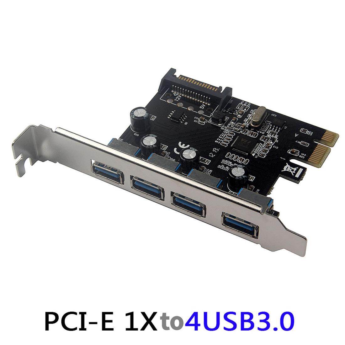 4 Port USB 3.0 PCI-e Expansion Card PCI Express PCIe USB 3.0 Hub Adapter 5Gbps Riser Controller Extender with SATA Power
