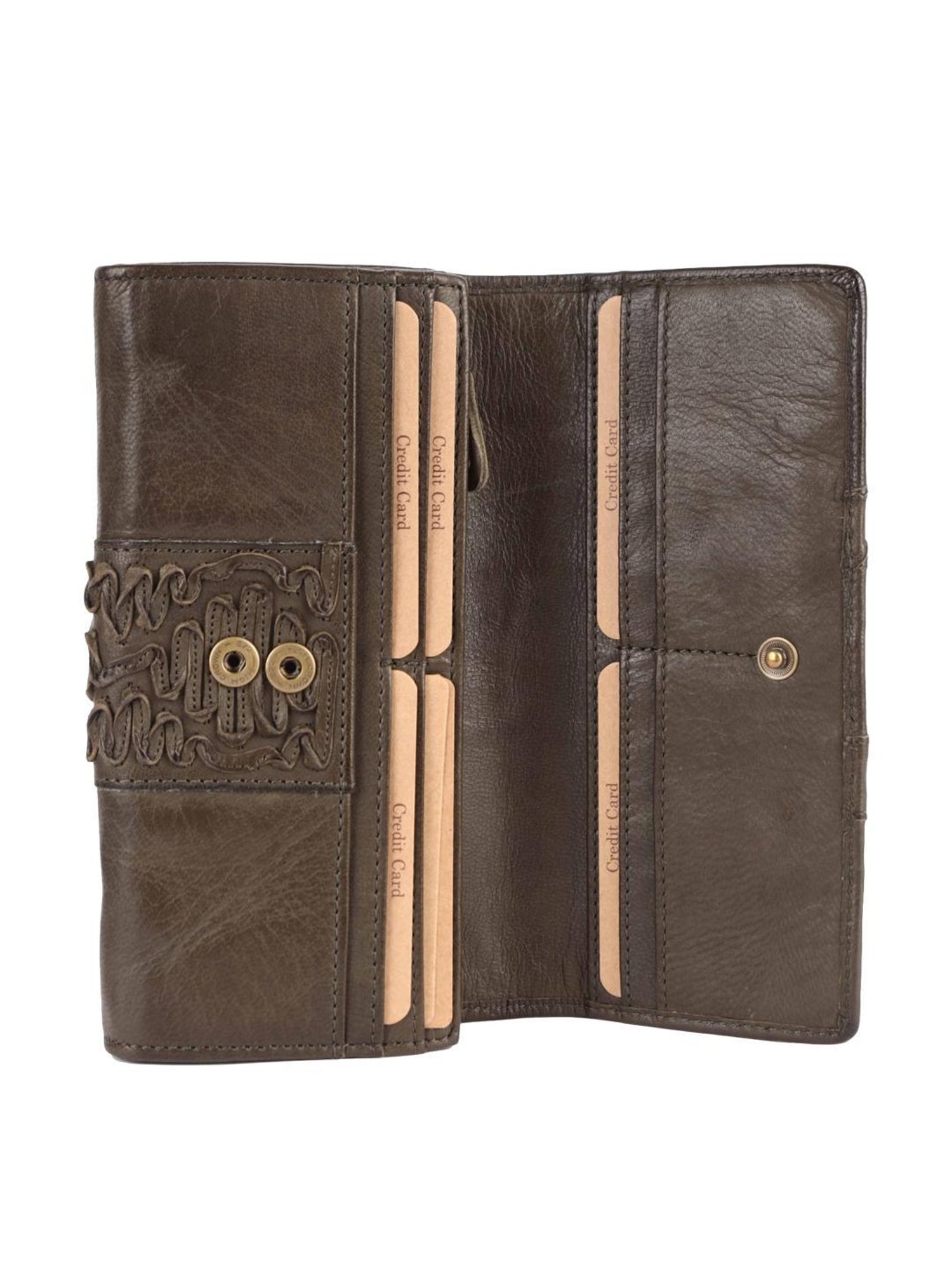 KOMPANERO MARINA Green Textured Bi-Fold Wallet for Women