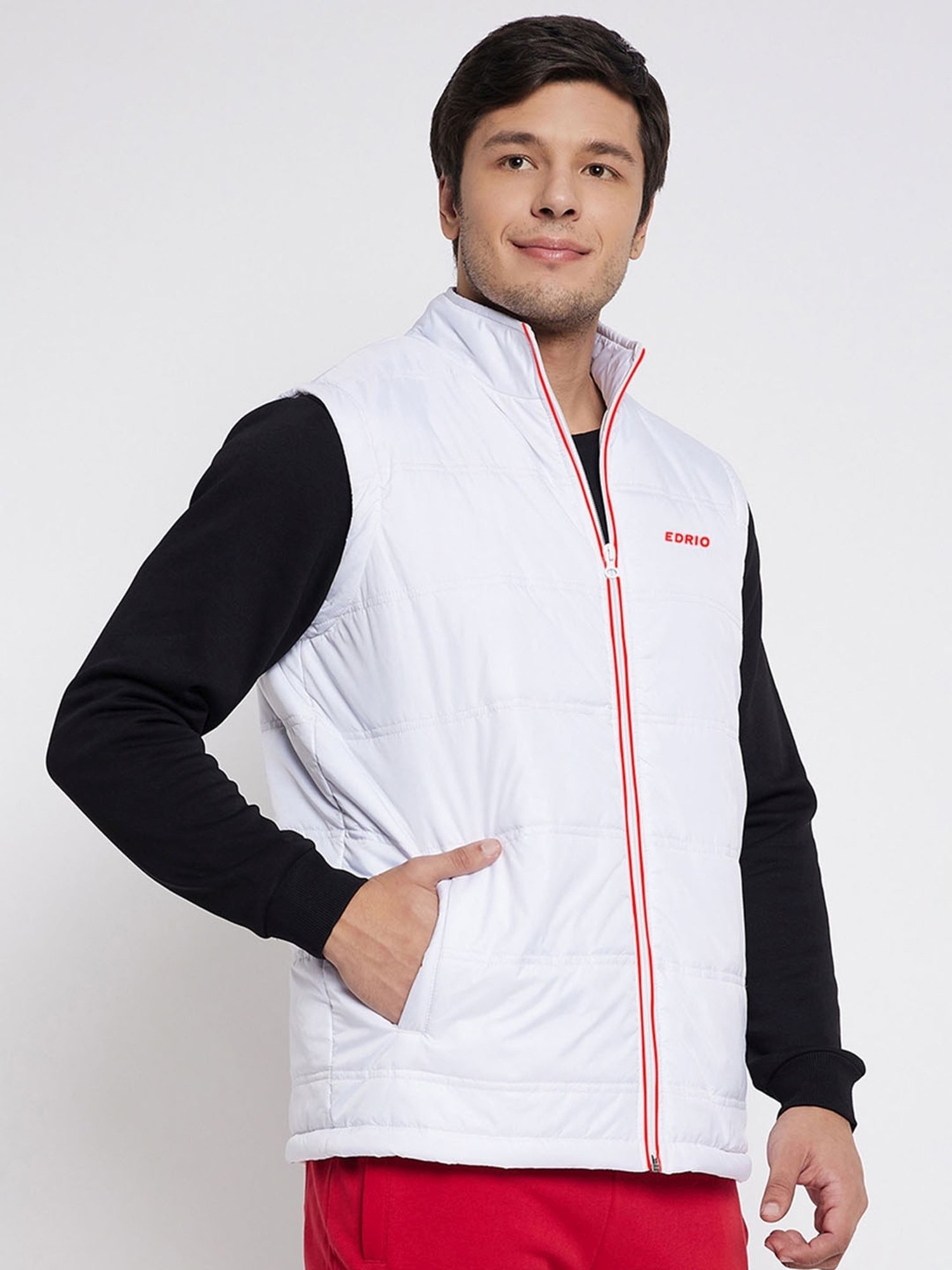 EDRIO White Relaxed Fit Quilted Jacket