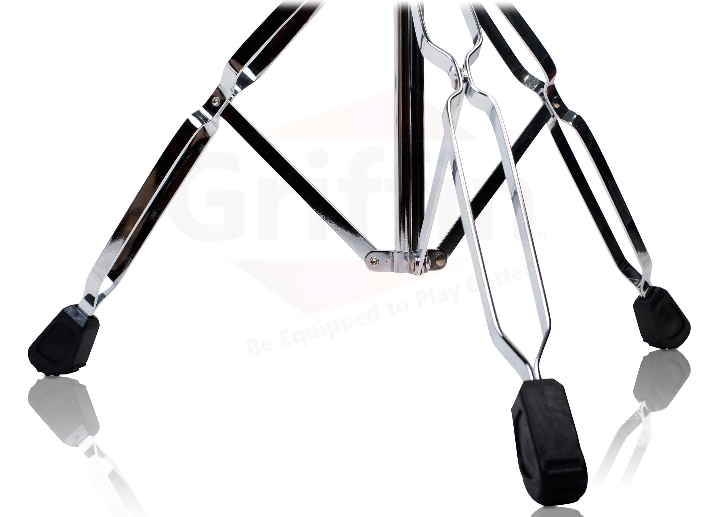 Straight Cymbal Stand (2 Pack) by GRIFFIN | Double Braced Legs, Slip-Proof Gear Holder | Light-Duty for Mobile Drummers | Percussion Drum Hardware Set for Mounting Crash, Ride & Splash Cymbals