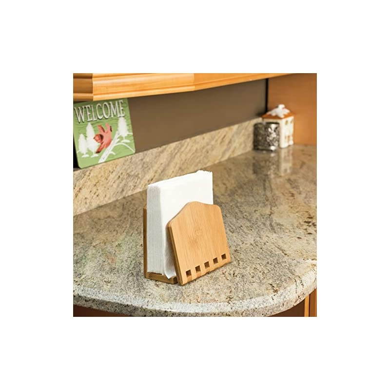 Bamboo Expandable Napkin Holder Organizing Stand, Free-Standing, Kitchen Countertop, Beige