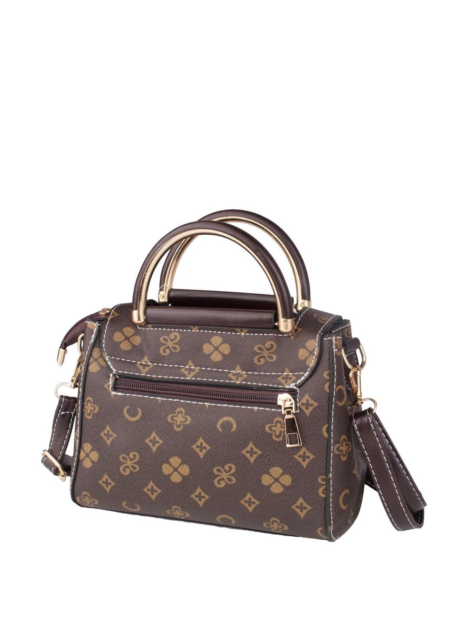 Angeline Brown Printed Medium Satchel Handbag