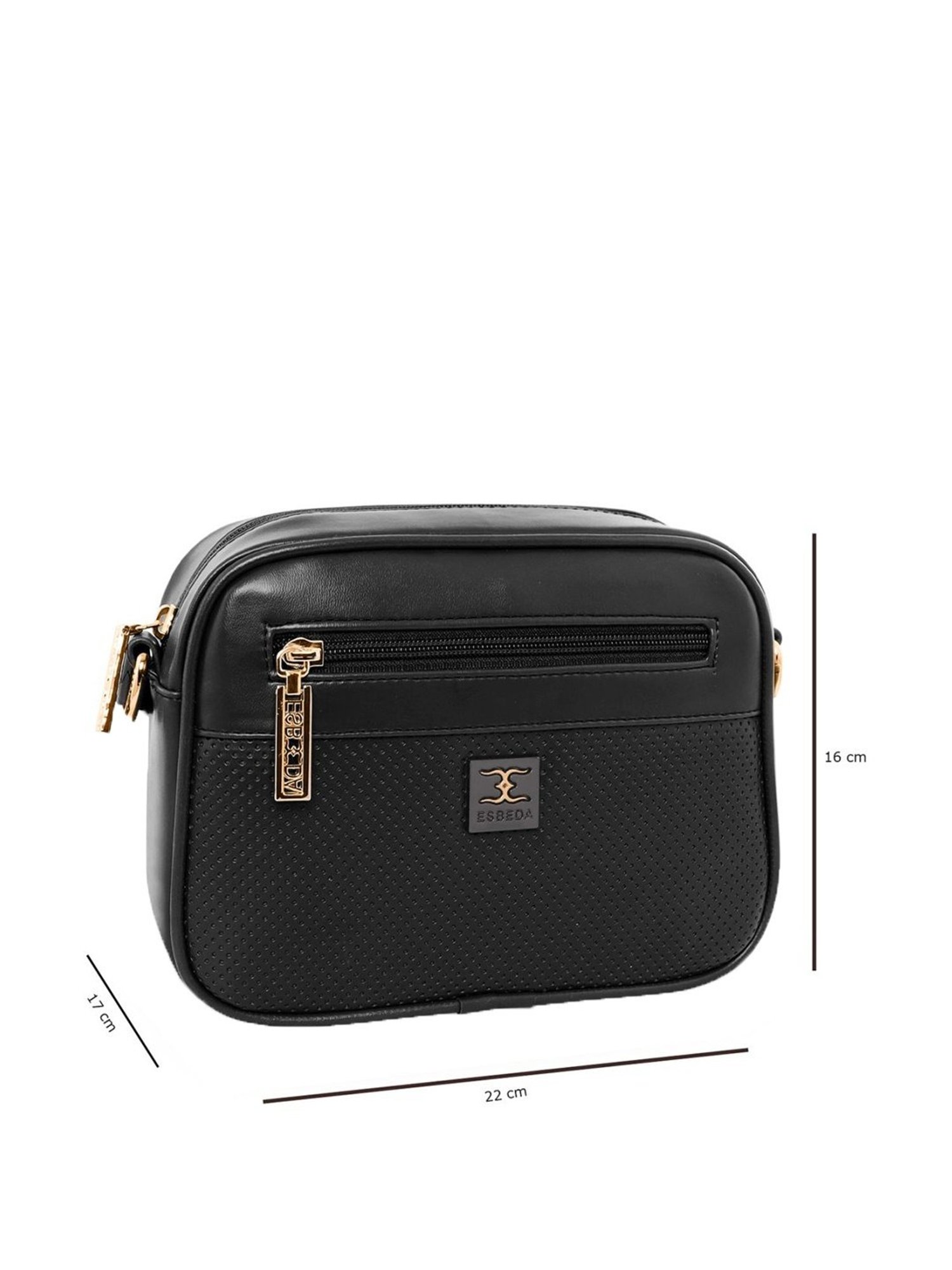 Esbeda Black Textured Small Sling Handbag