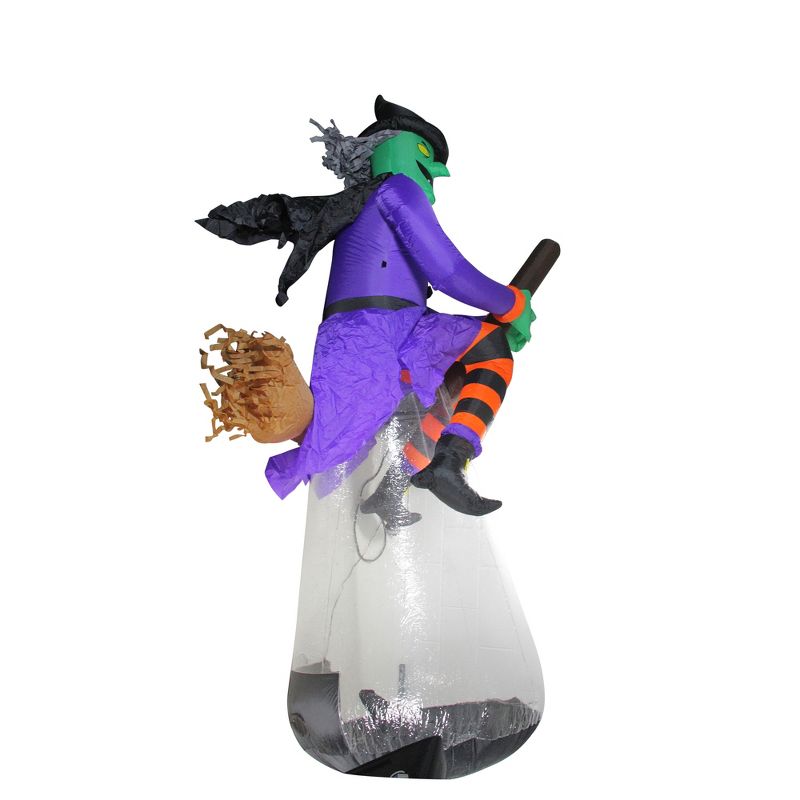 Northlight 10' Halloween Prelit LED Inflatable Flying Witch with Animation Outdoor Decoration - Purple/Black
