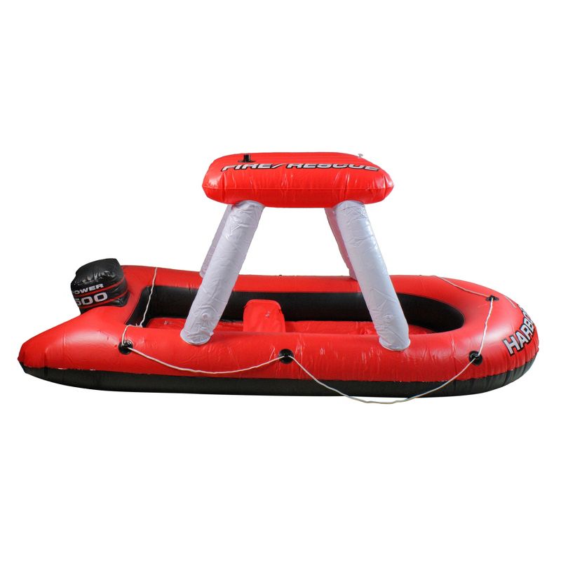 Swimline 60" Fire Boat Inflatable Ride-On Swimming Pool Float with Water Squirter Toy - Red/White