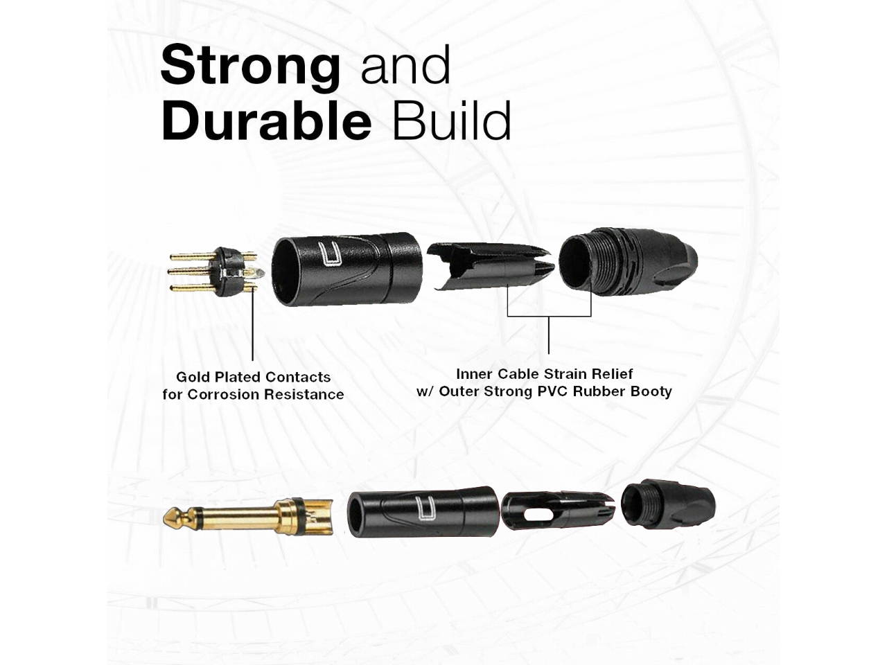 3-Pin XLR Male to 1/4" TS Unbalanced Mono Cable - Custom Length, Color Connector