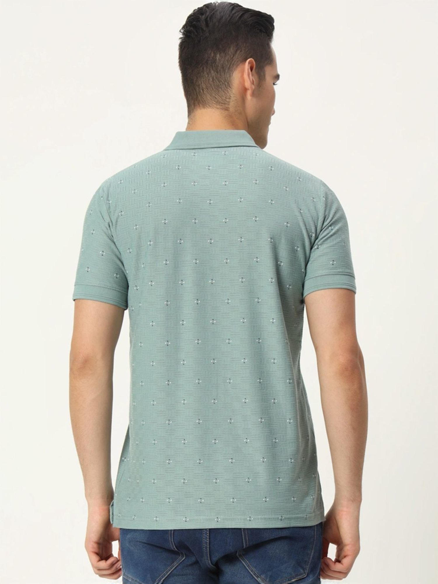 Tab91 Green Regular Fit Printed Polo T-Shirts