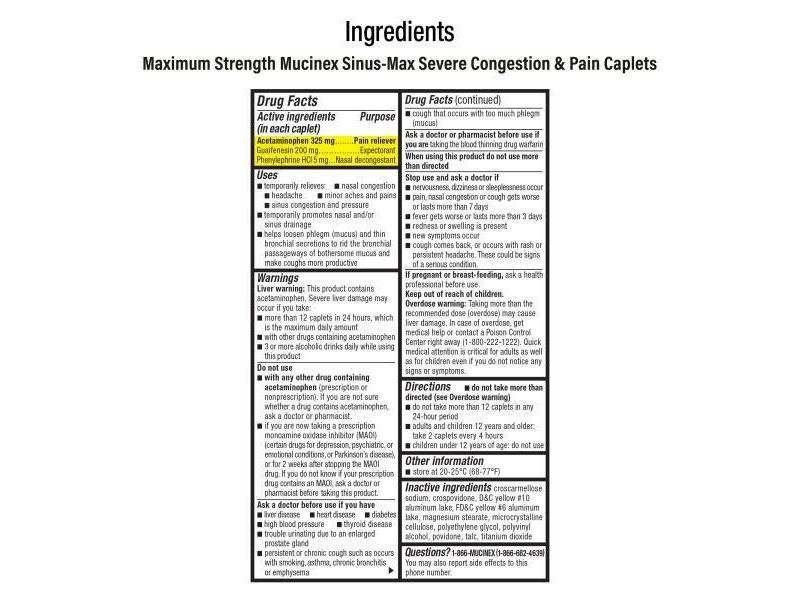 Mucinex Sinus-Max Severe Congestion Relief Caplets - Acetaminophen - 20ct