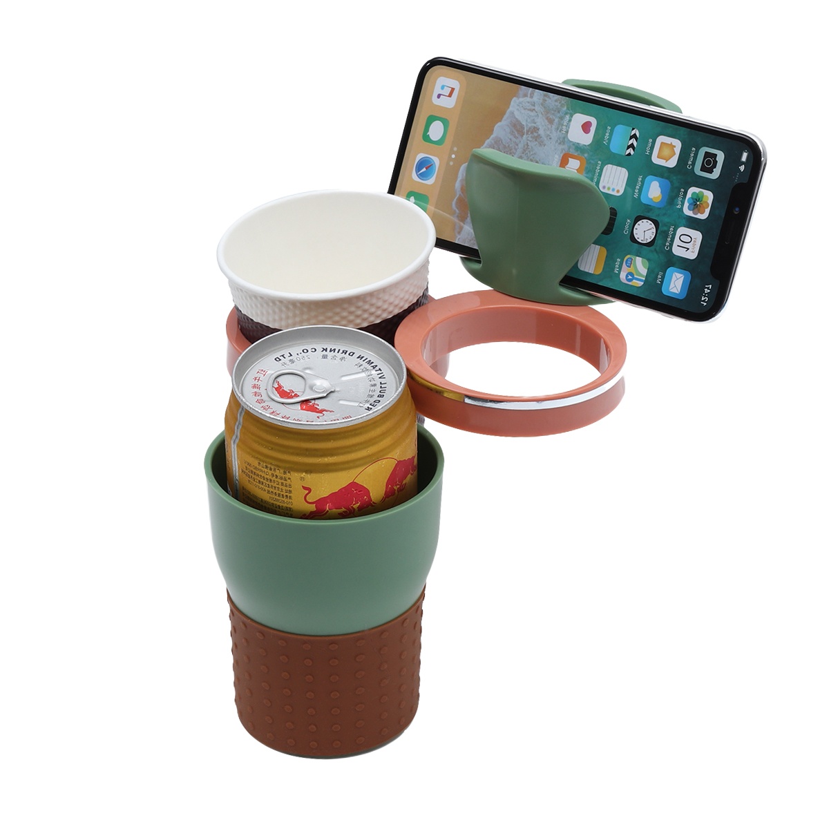 Car Multifunctional Cup Holder Auto-multi Cup Case Drinking Bottle Holder Organizer Storage Box (Black)