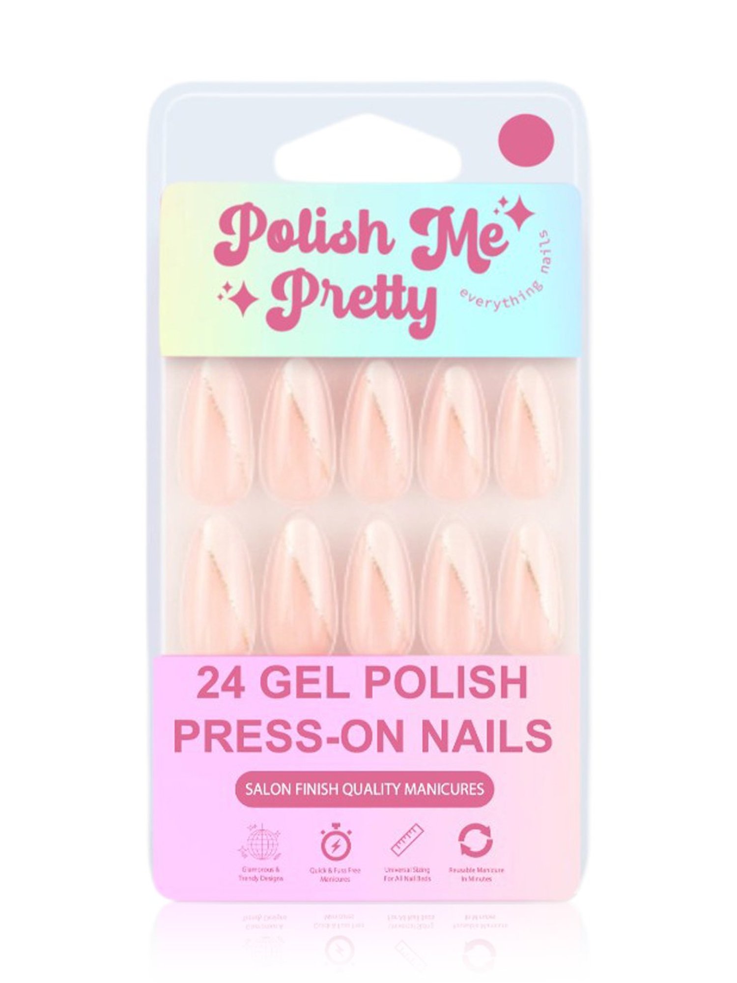 Polish Me Pretty Gel Polish Press On Nails French Glamorous - Set of 24