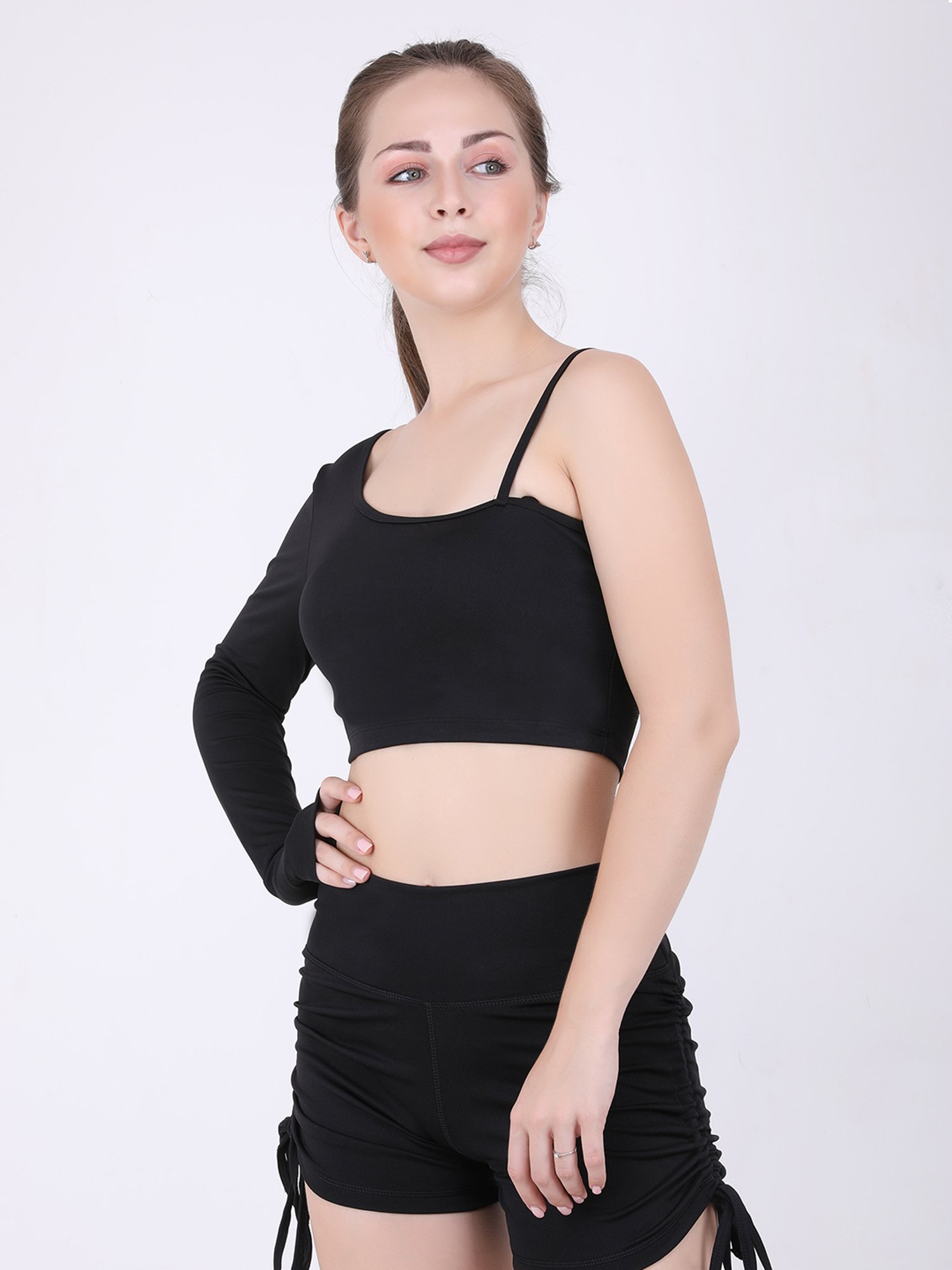 EVERDION  Black Full Sleeve Crop Top