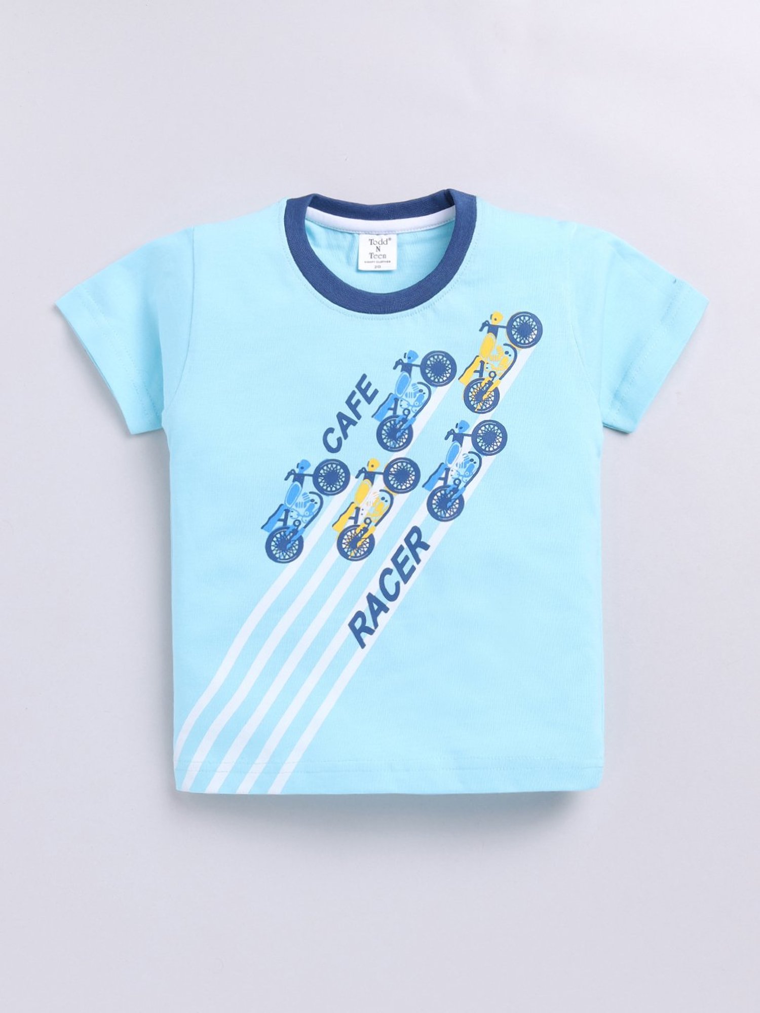Todd N Teen Kids Blue Printed T-Shirt With Shorts