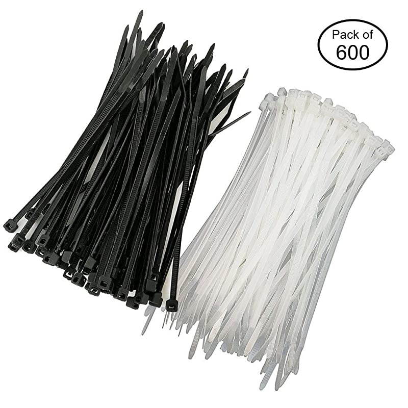 Durable Zip Ties 4 Inch 600 Pack Cable Ties in Black and White 18 Lbs SelfLocking Wire Ties Assortment for Electronics Cord Management