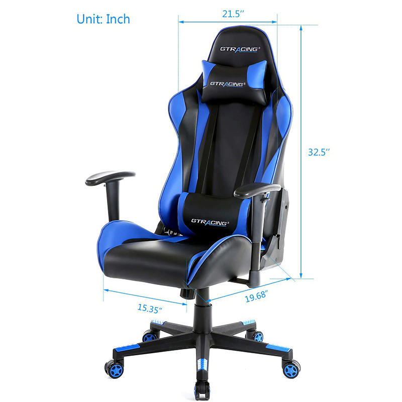 Gaming Chair, Racing Style Computer Desk Chair Padded Armrests Ergonomic Lumbar Support Adjustable Height