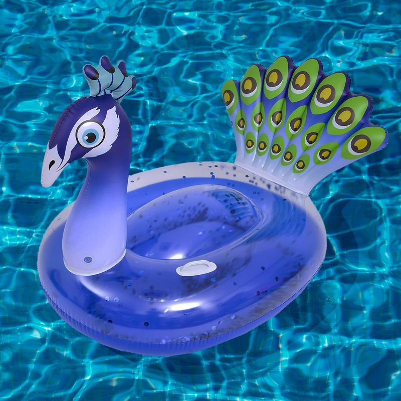 Pool Central 57" Inflatable Purple and Green Peacock Swimming Pool Float