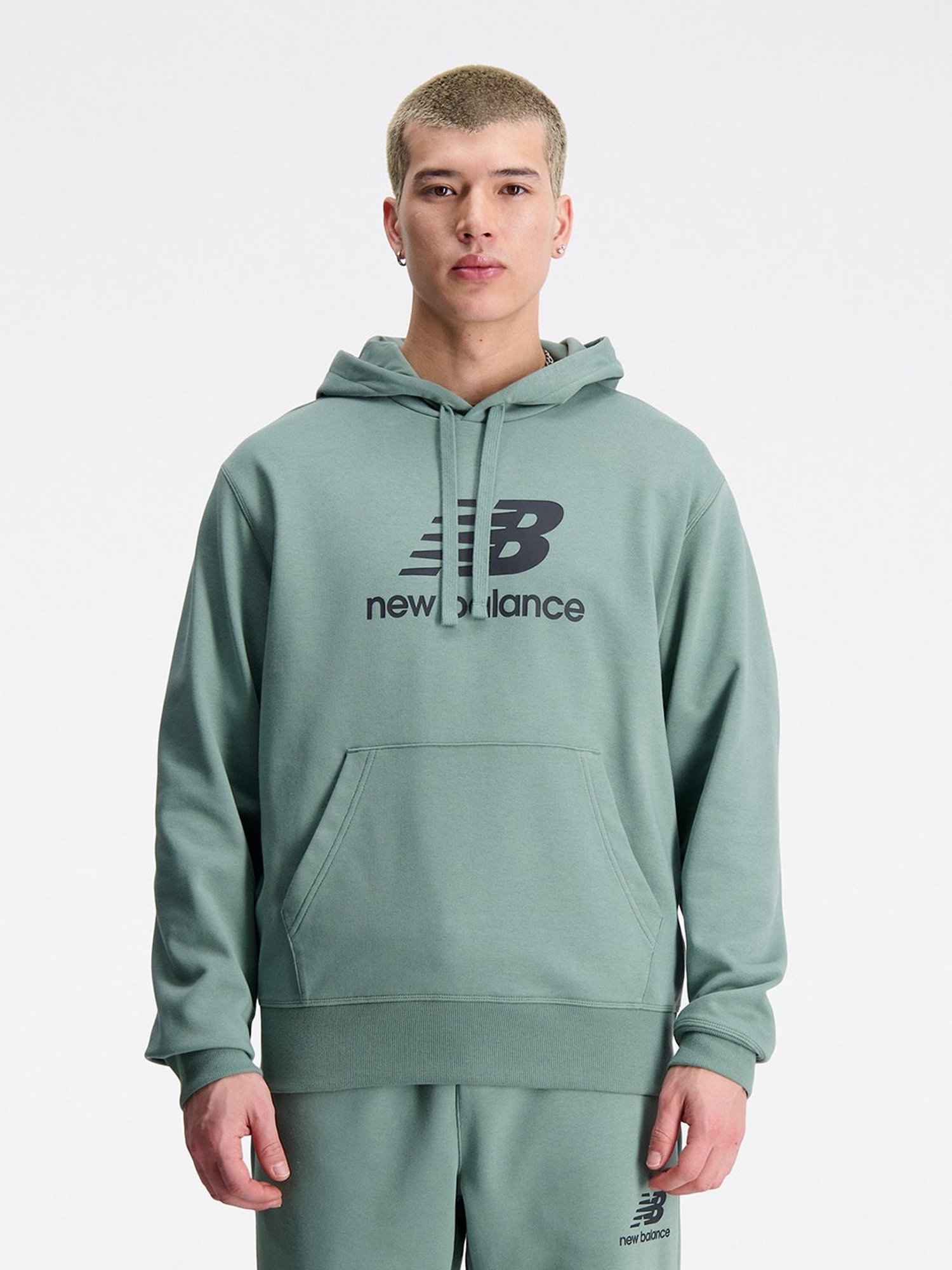 New Balance Green Comfort Fit Logo Print Hooded Sweatshirt